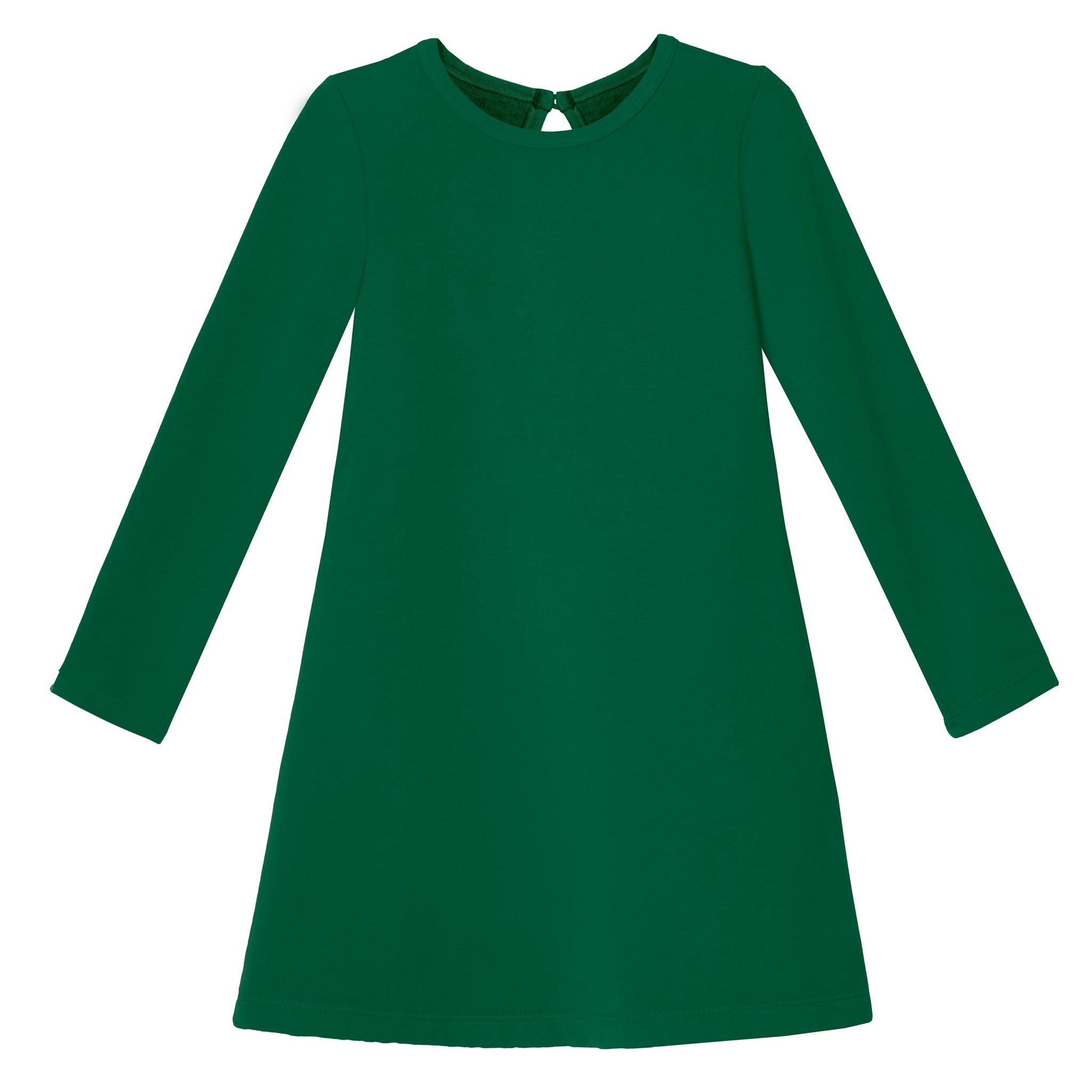 Girls Lightweight Soft Cotton Fleece A-Line Dress| Forest Green - City Threads USA Girls Lightweight Soft Cotton Fleece A-Line Dress| Forest Green - City Threads USA