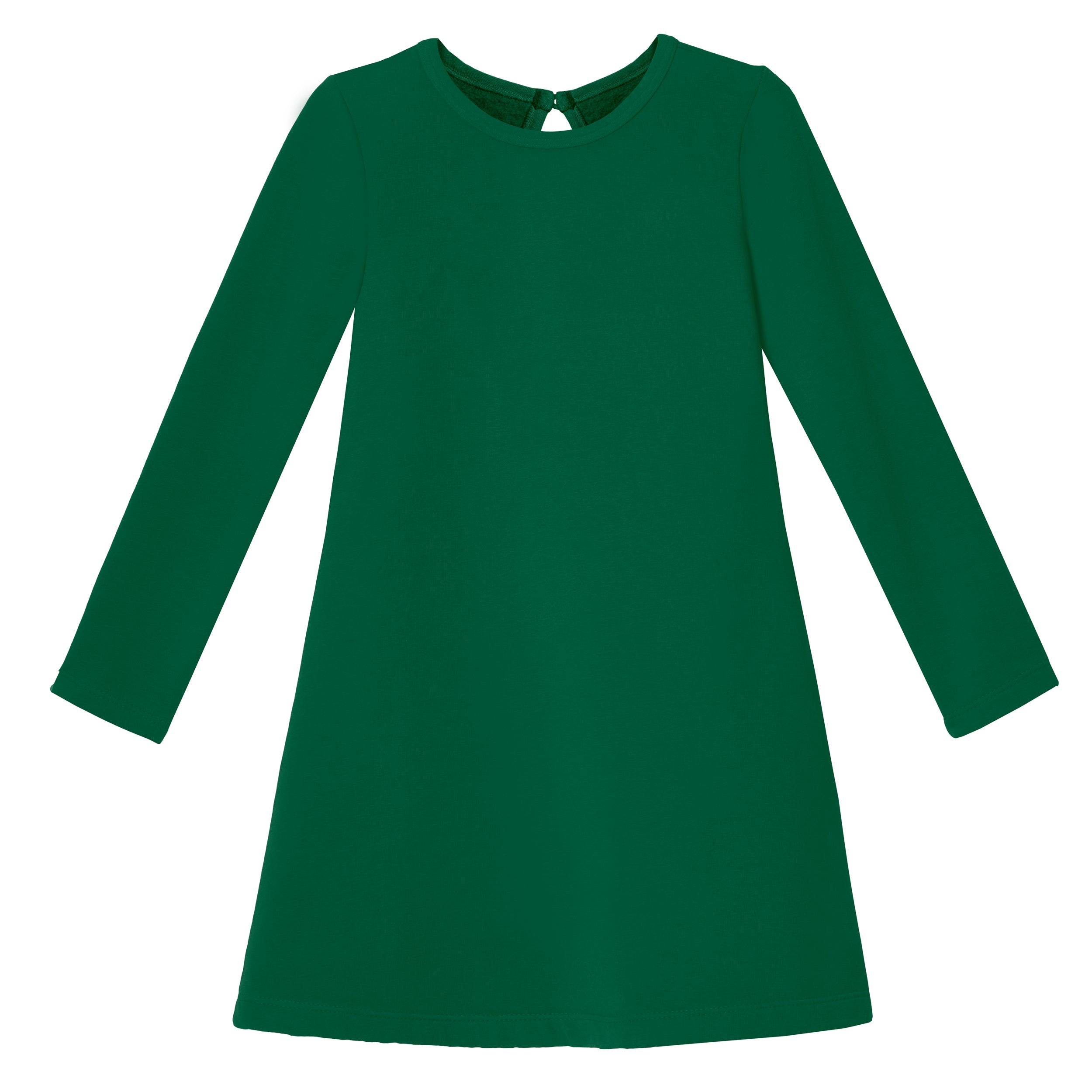 Girls Lightweight Soft Cotton Fleece A Line Dress Forest Green City Threads USA