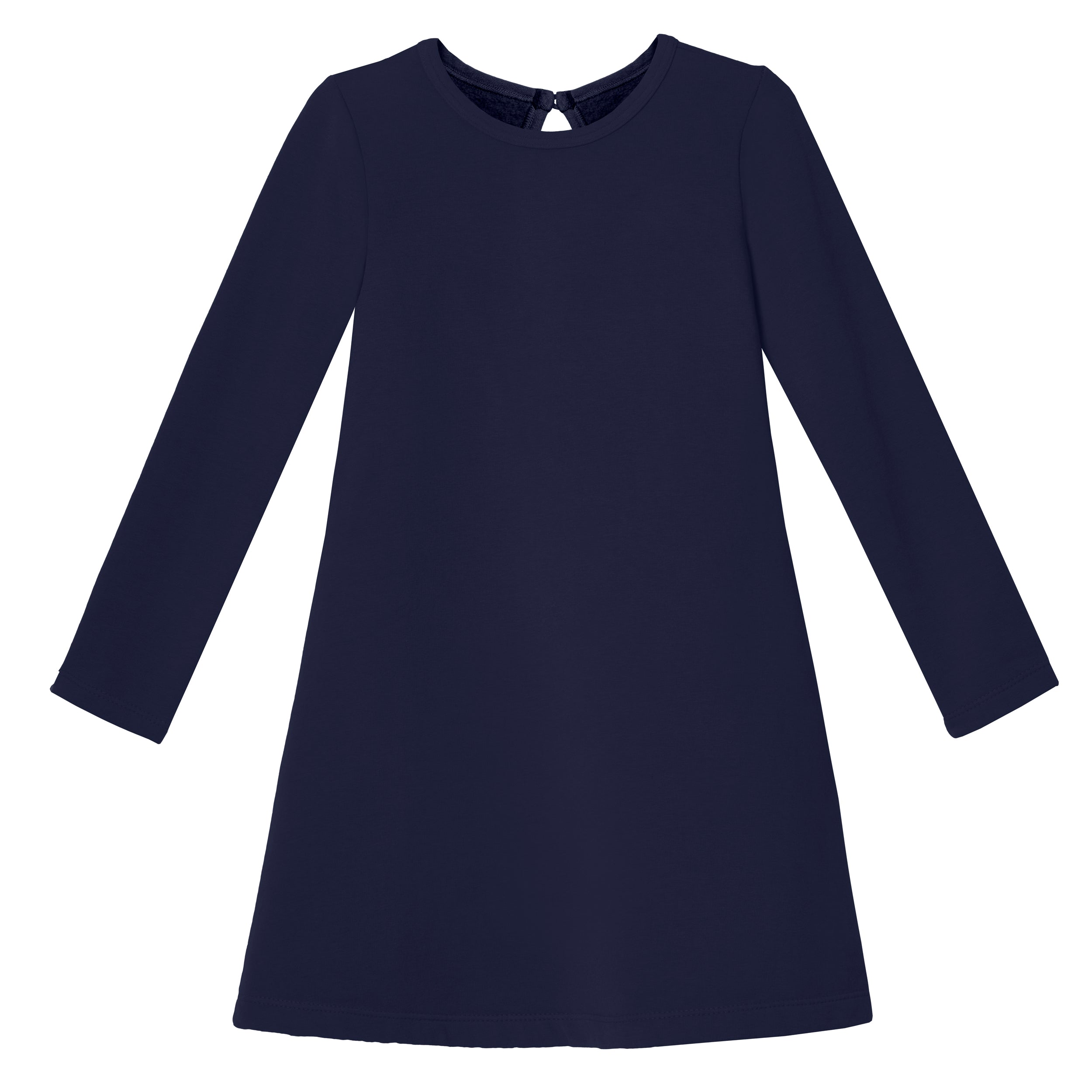 Girls Lightweight Soft Cotton Fleece A-Line Dress| Navy - City Threads USA Girls Lightweight Soft Cotton Fleece A-Line Dress| Navy - City Threads USA