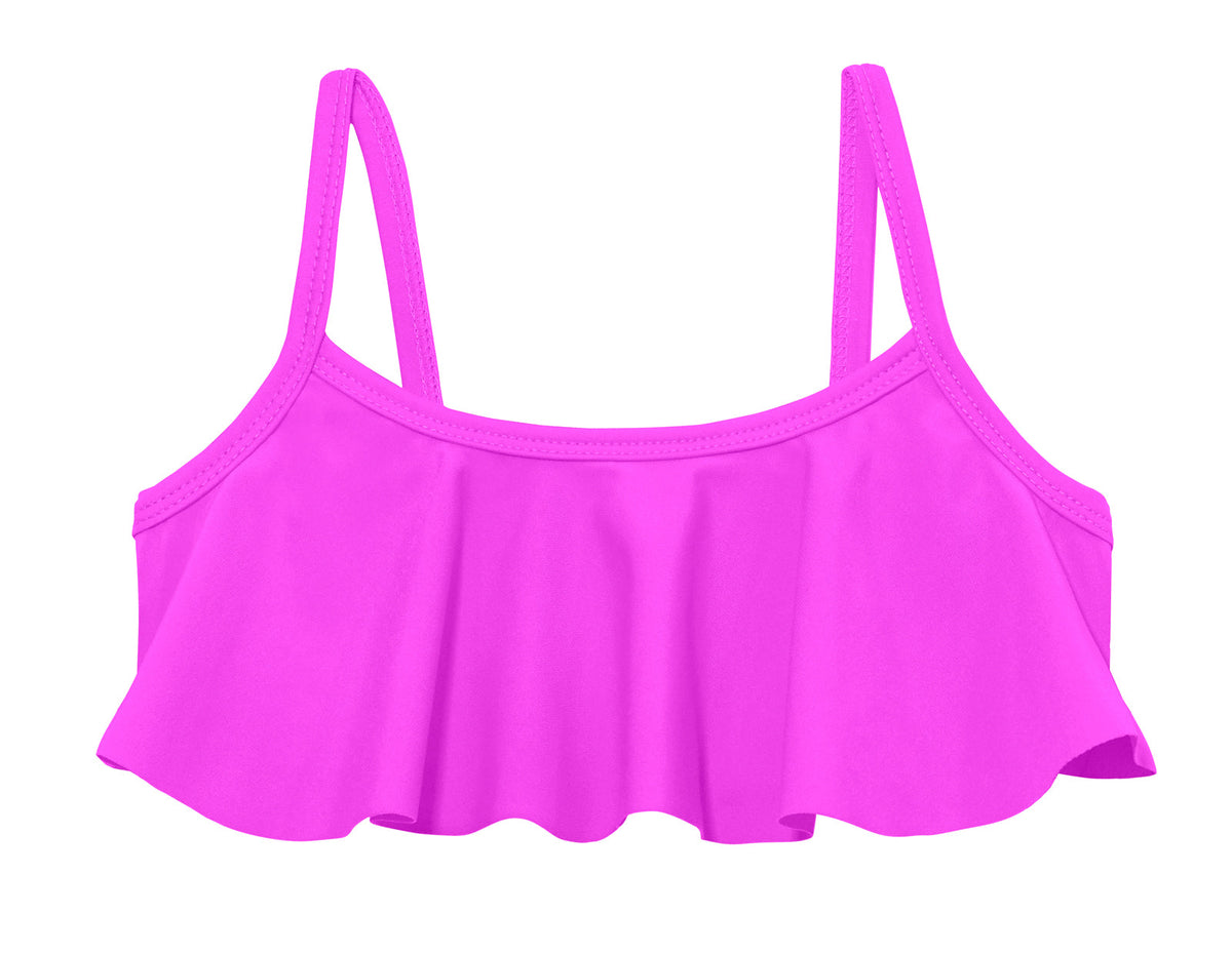 Girls UPF 50+ Flounce Bikini Top | Deep Purple