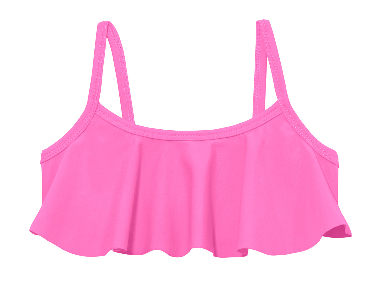 Girls UPF 50+ Flounce Bikini Top | Medium Pink