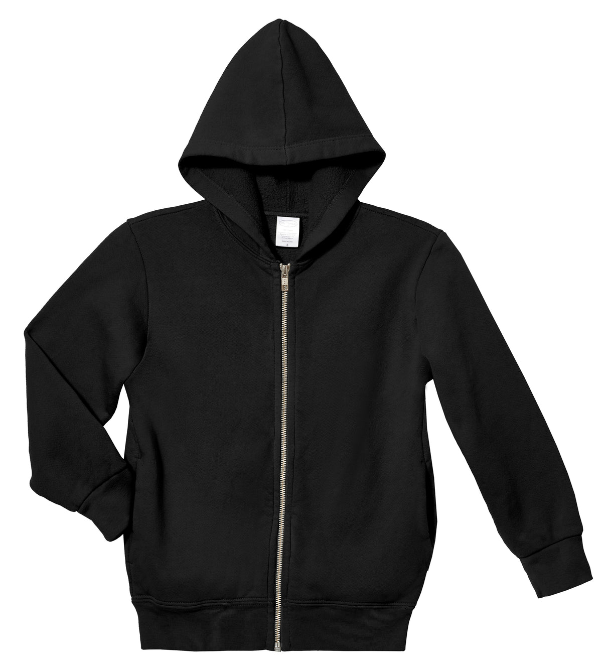 Soft &amp; Cozy 100% Cotton Fleece Zip Hoodie with Inner Pockets | Black