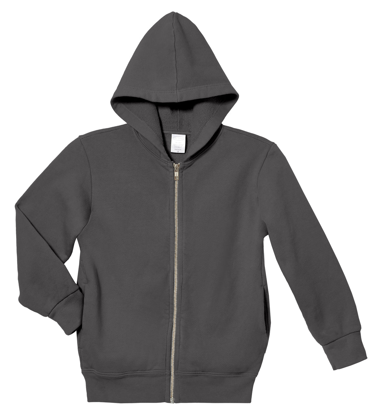 Soft &amp; Cozy 100% Cotton Fleece Zip Hoodie with Inner Pockets | Charcoal