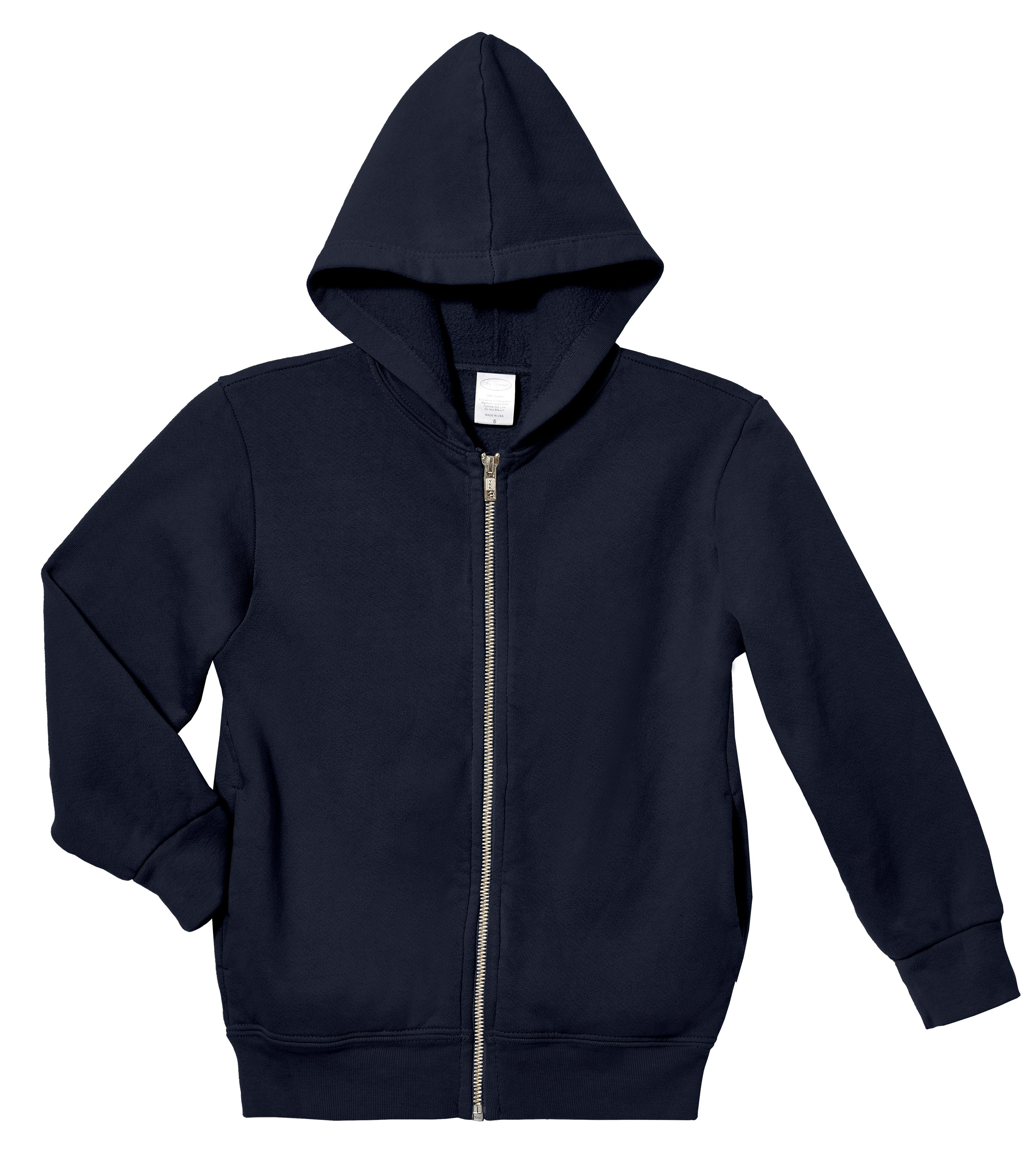 Soft & Cozy 100% Cotton Fleece Zip Hoodie with Inner Pockets | Dark Navy