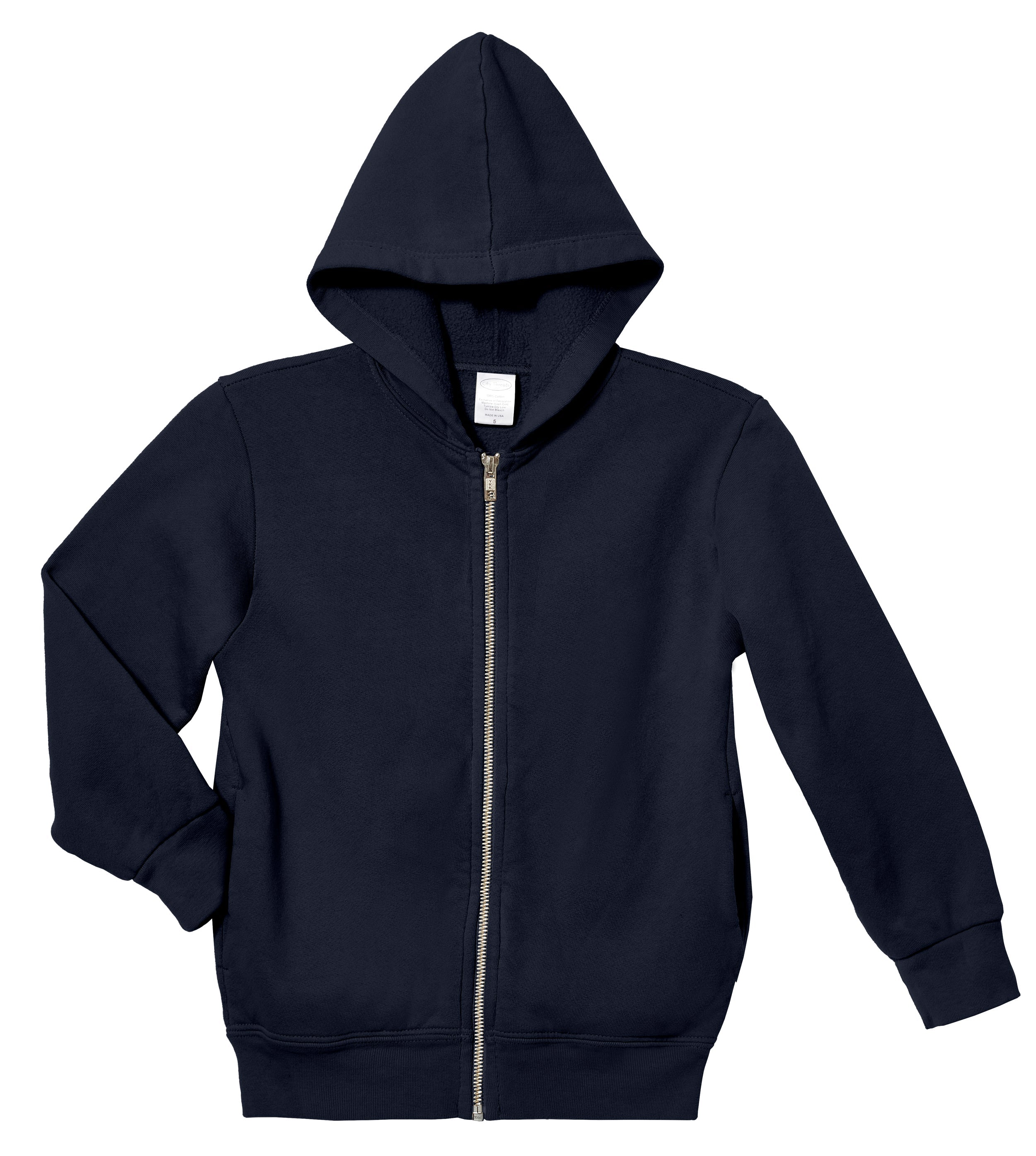 Soft Cozy 100% Cotton Fleece Zip Hoodie with Inner Pockets