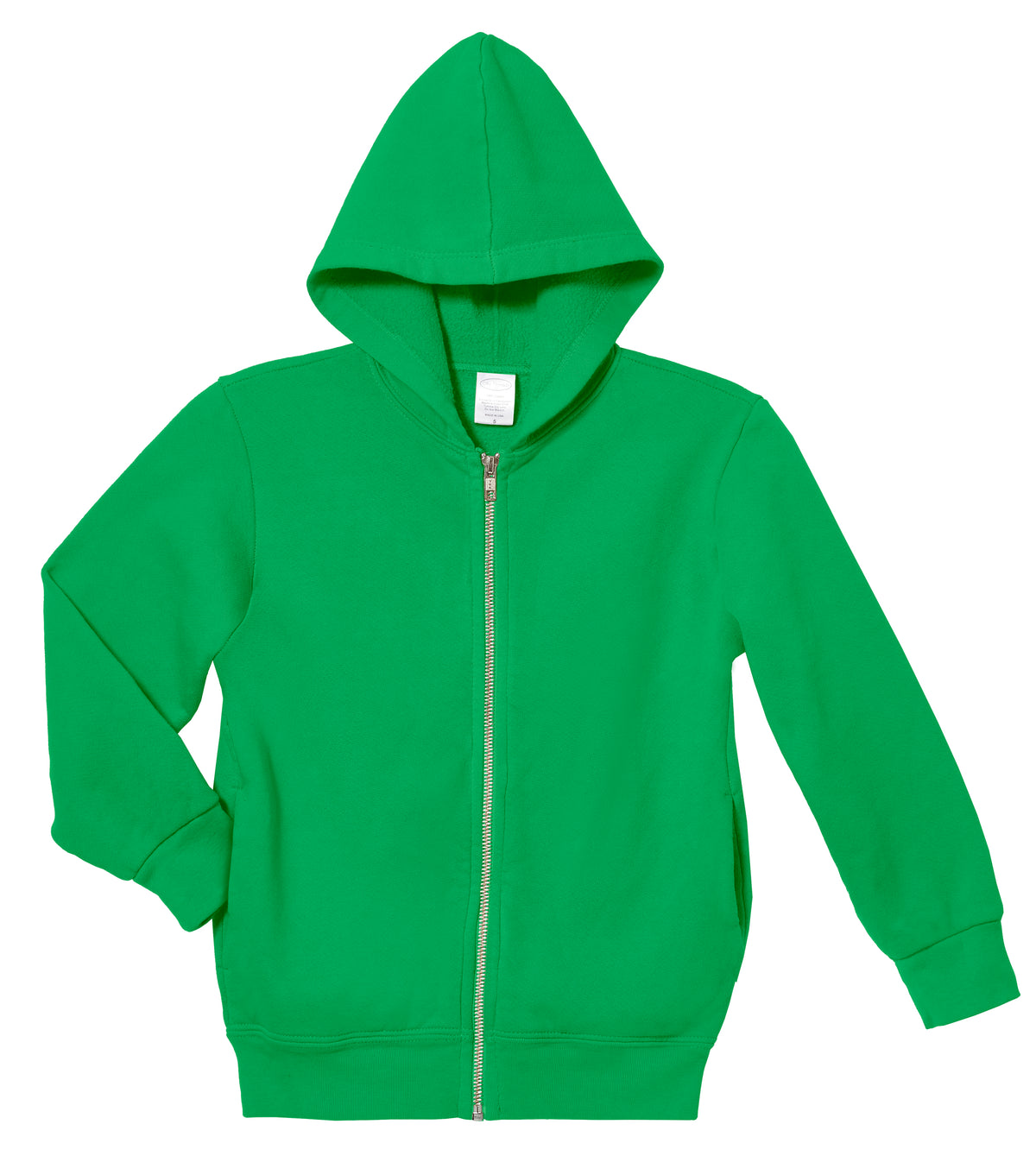 Soft &amp; Cozy 100% Cotton Fleece Zip Hoodie with Inner Pockets | Elf Green