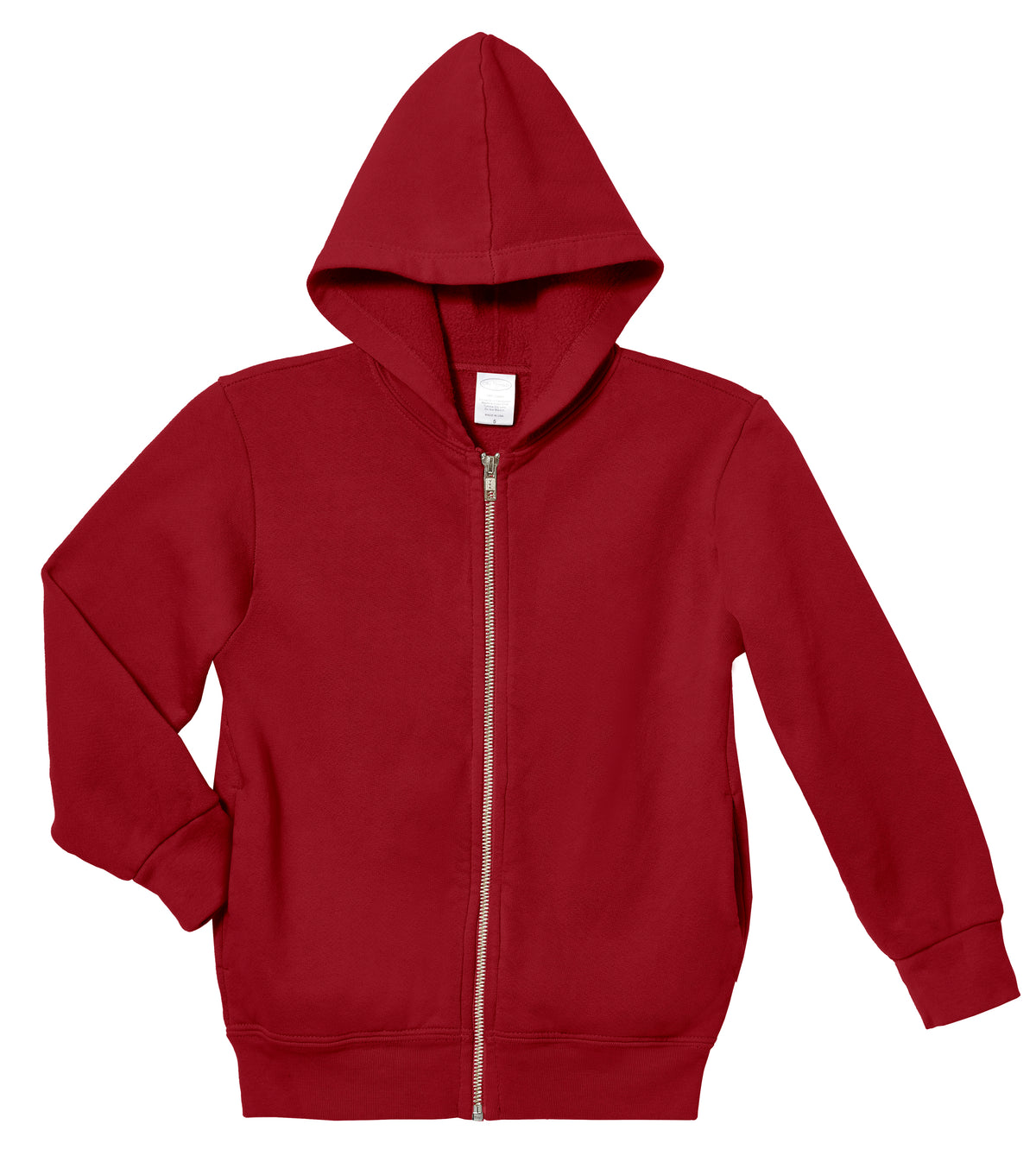 Soft &amp; Cozy 100% Cotton Fleece Zip Hoodie with Inner Pockets | Red