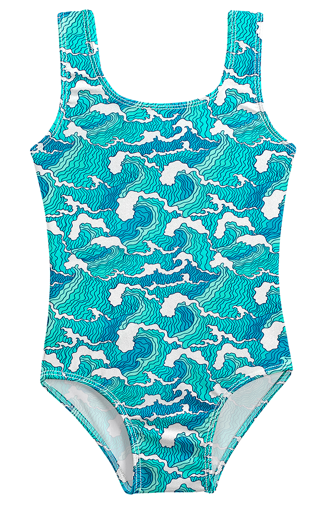 Girls UPF 50+ One Piece Swimsuit | Turq Waves