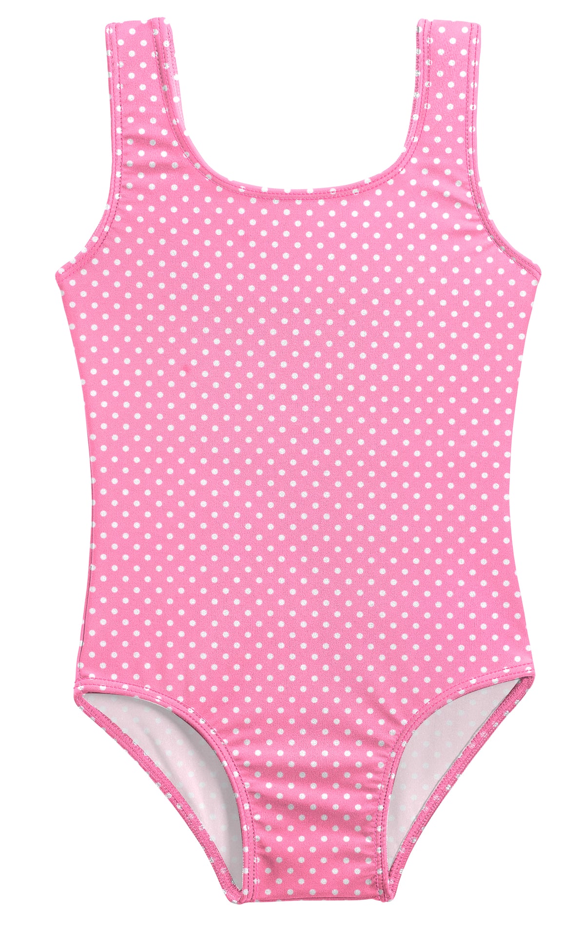 Girls UPF 50+ One Piece Swimsuit | Pink w- White Polka Dot