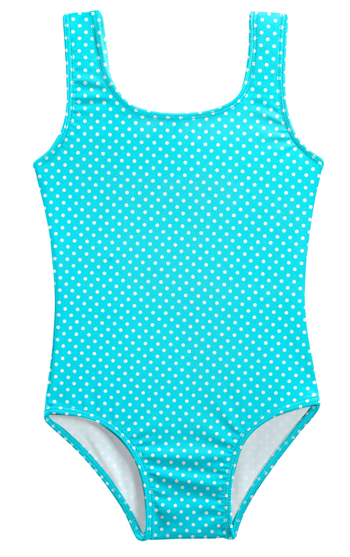 Girls UPF 50+ One Piece Swimsuit | Turquoise w- White Polka Dot
