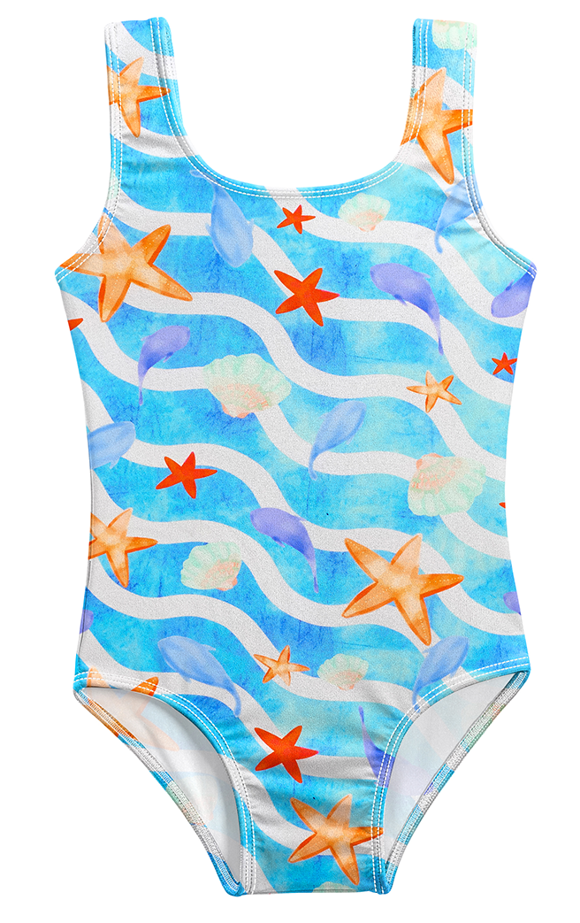 Girls UPF 50+ One Piece Swimsuit | Marine Life