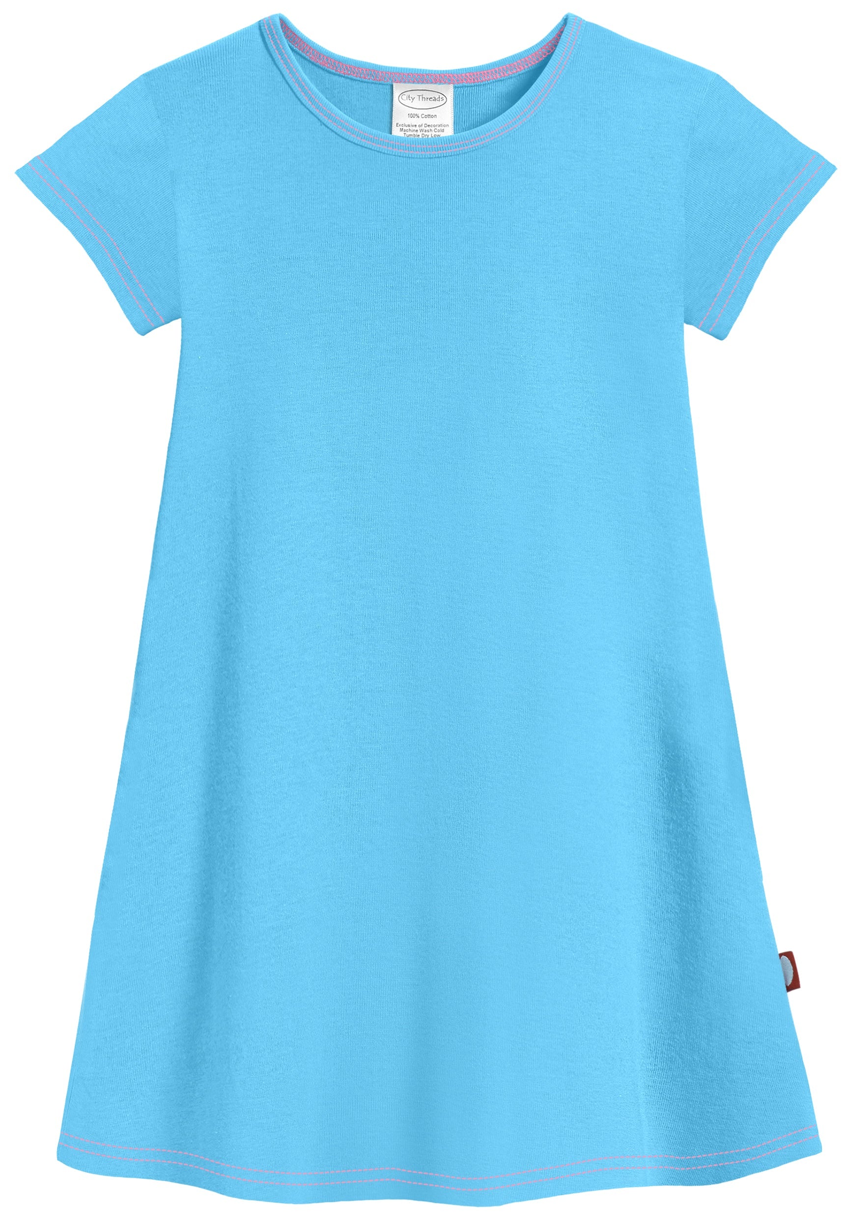Girls Soft Cotton Jersey Cap Sleeve Dress | Turqy / 12Y | City Threads Girls Soft Cotton Jersey Cap Sleeve Dress | Turqy / 12Y | City Threads