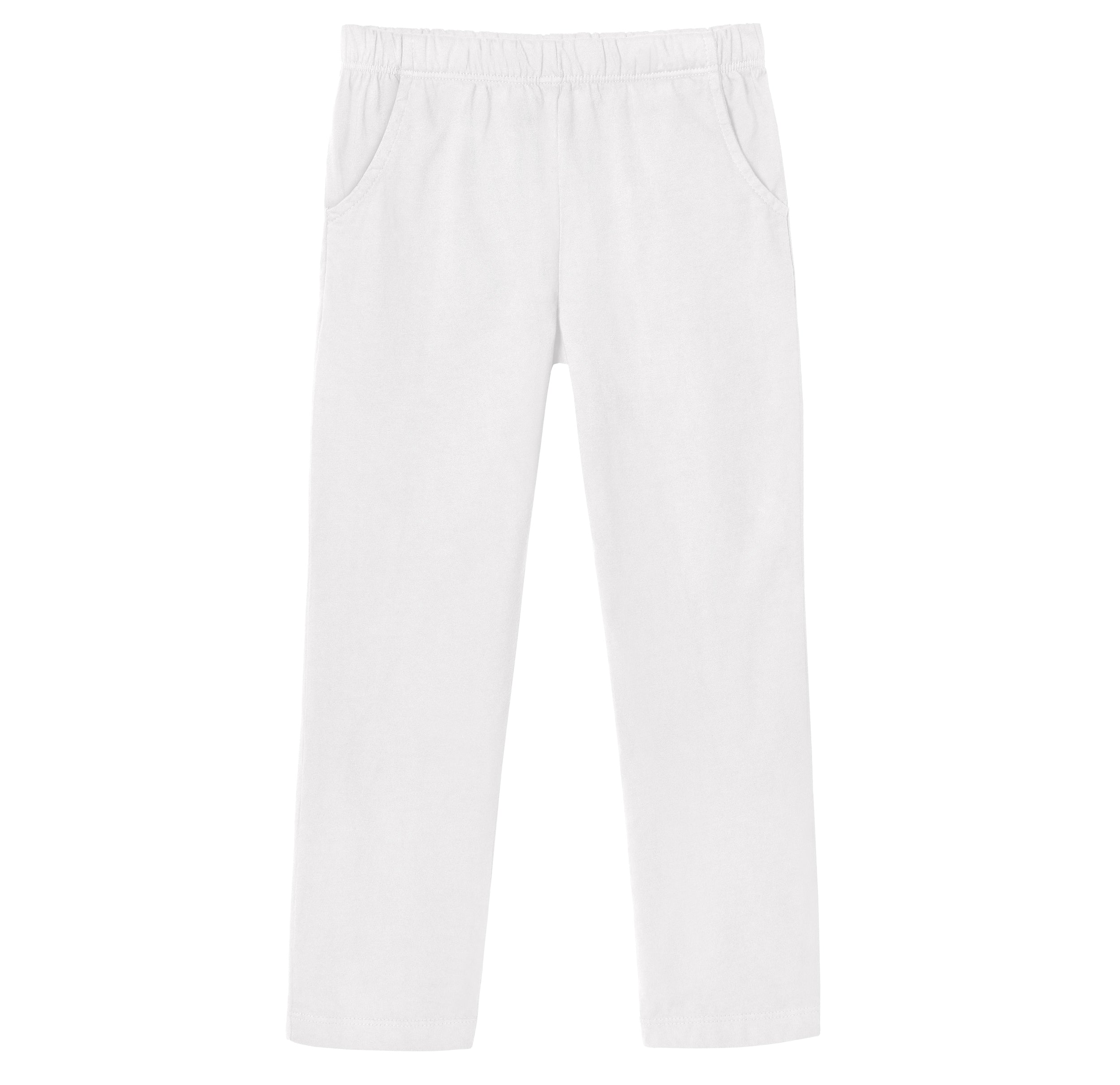 Girls Soft Cotton UPF 50+ Jersey Pocket Pants | White