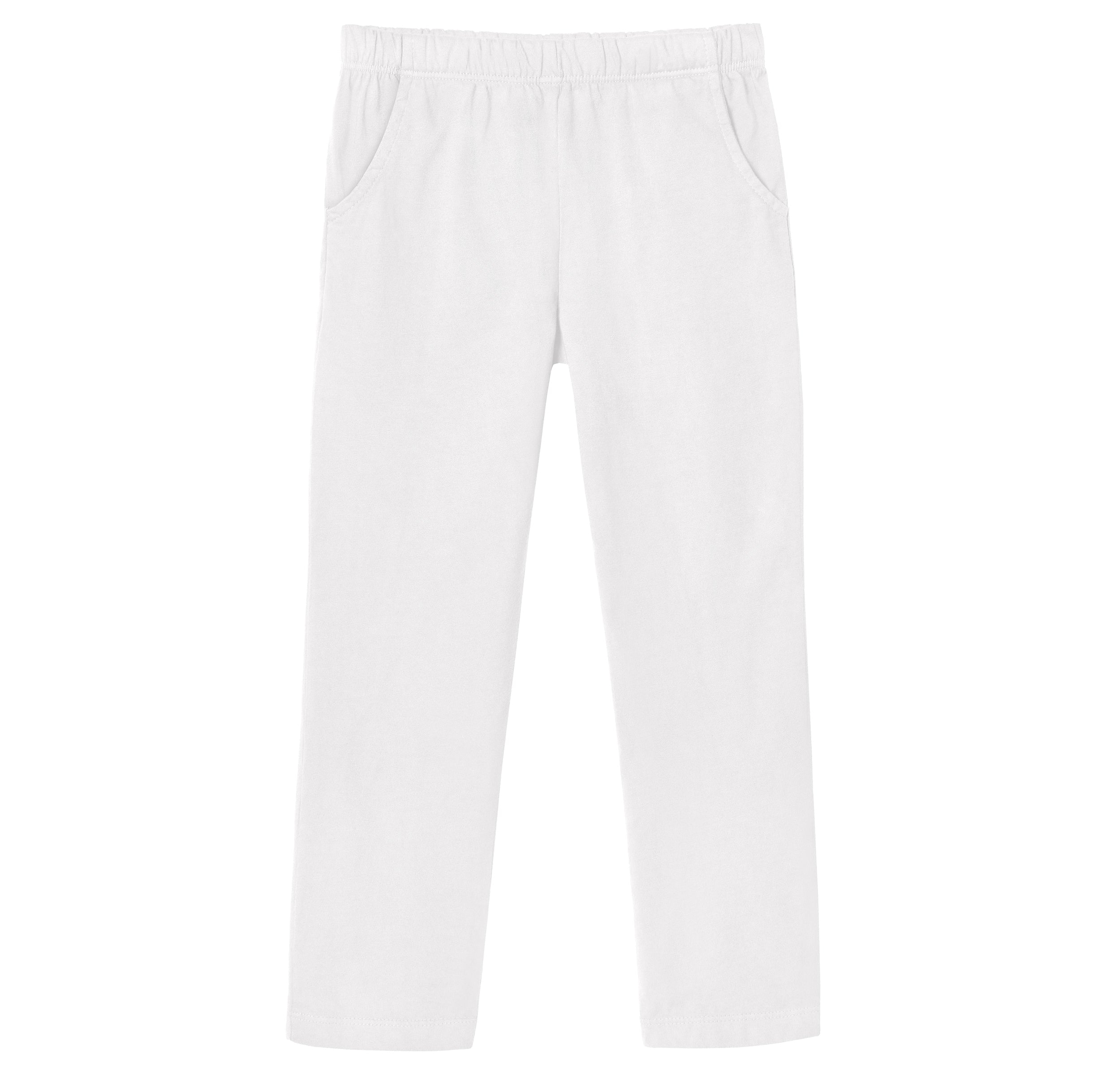 Girls Soft Cotton UPF 50+ Jersey Pocket Pants | White - City