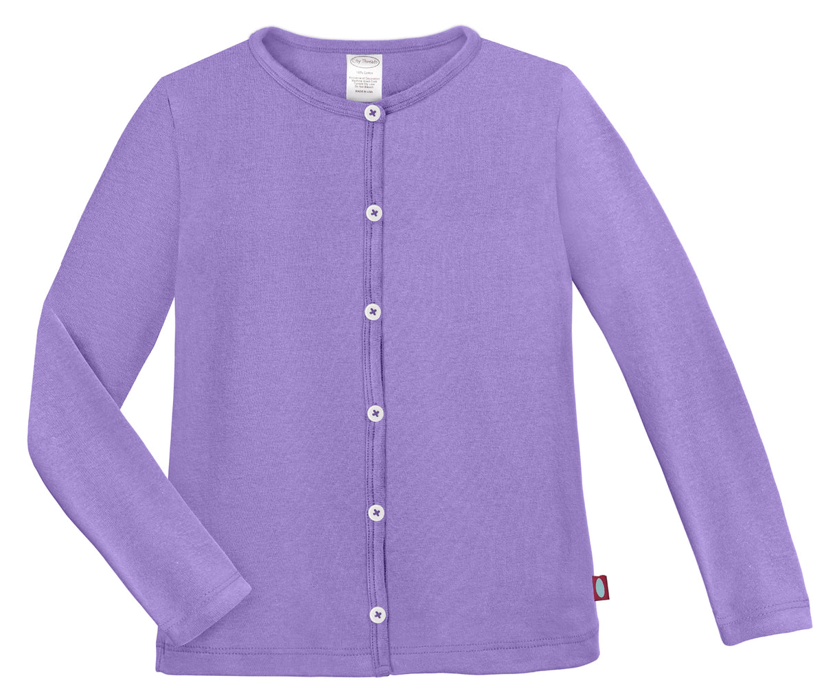 Girls Soft Cotton Button-Down Cardigan | Deep Purple