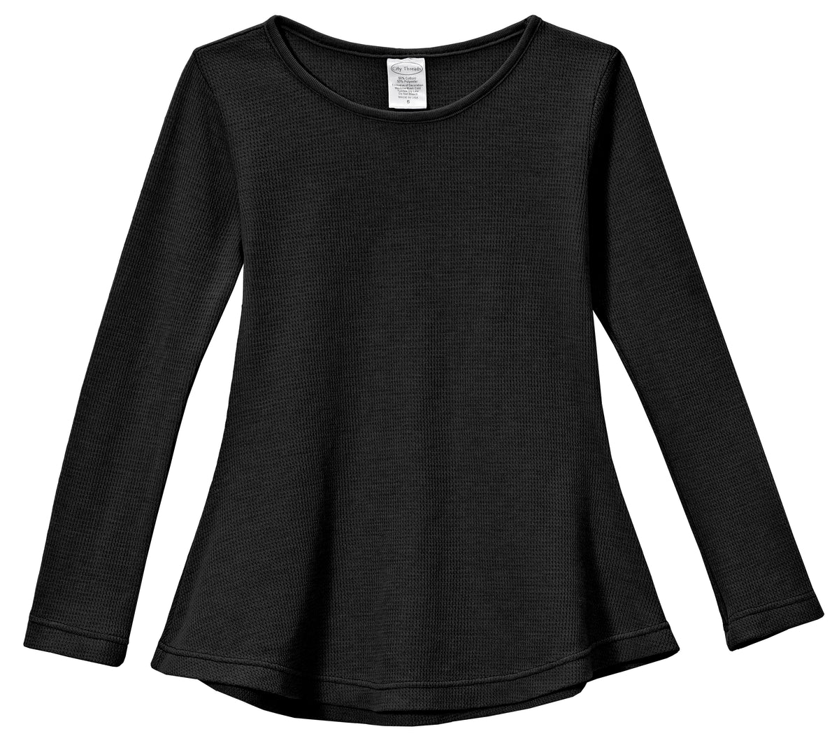Girls Soft &amp; Cozy Thermal Long Sleeve Tunic | Black
