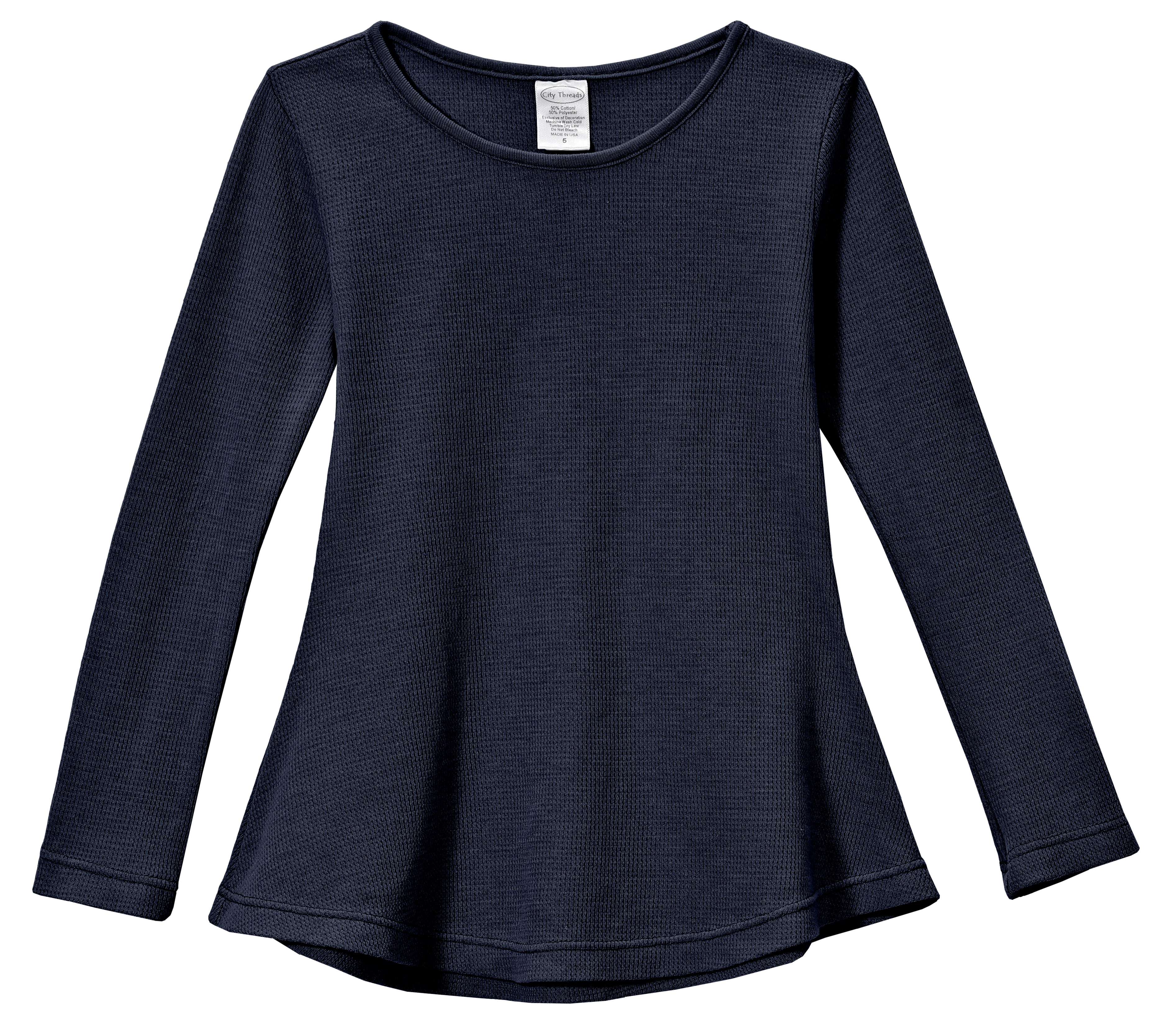 Girls Thermal Long Sleeve Tunic Shirt Cotton Polyester Blend 50 50