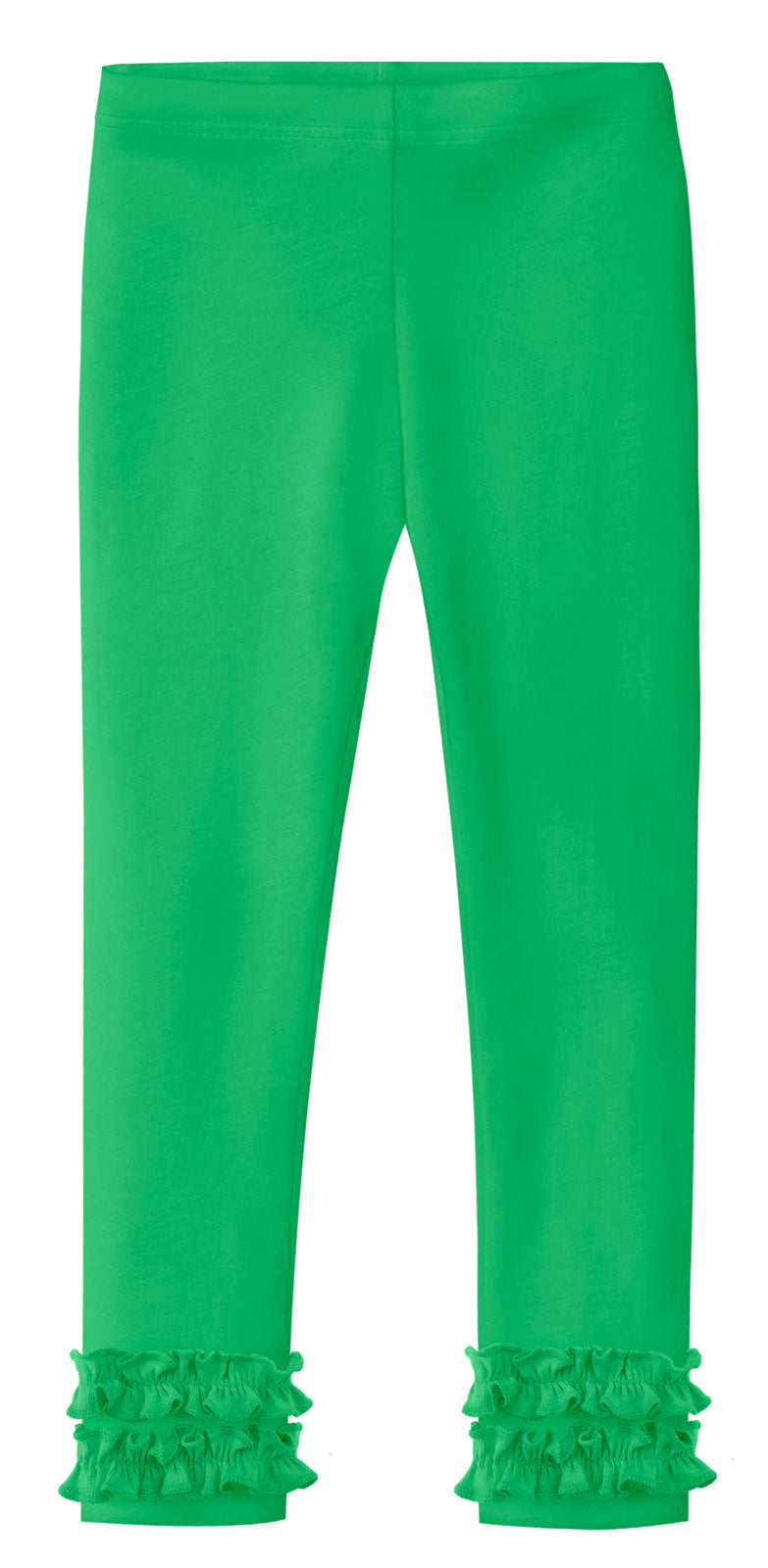 Girls Soft Cotton Ruffle Leggings | Elf Green