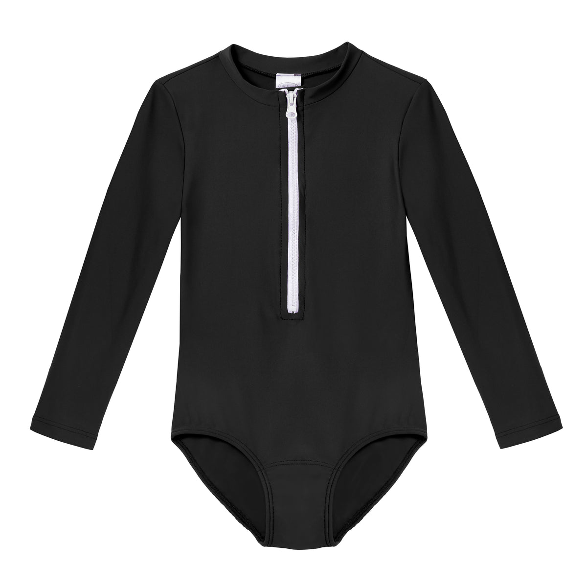 Girls UPF 50+ One-Piece Long Sleeve Swimsuit | Black