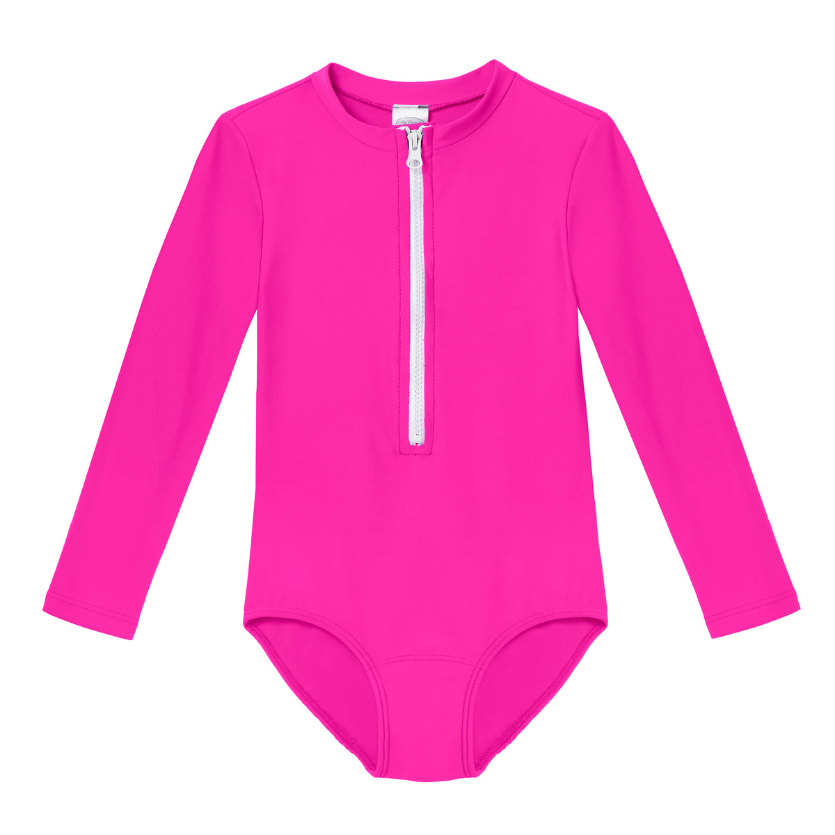 Girls UPF 50+ One-Piece Long Sleeve Swimsuit | Hot Pink