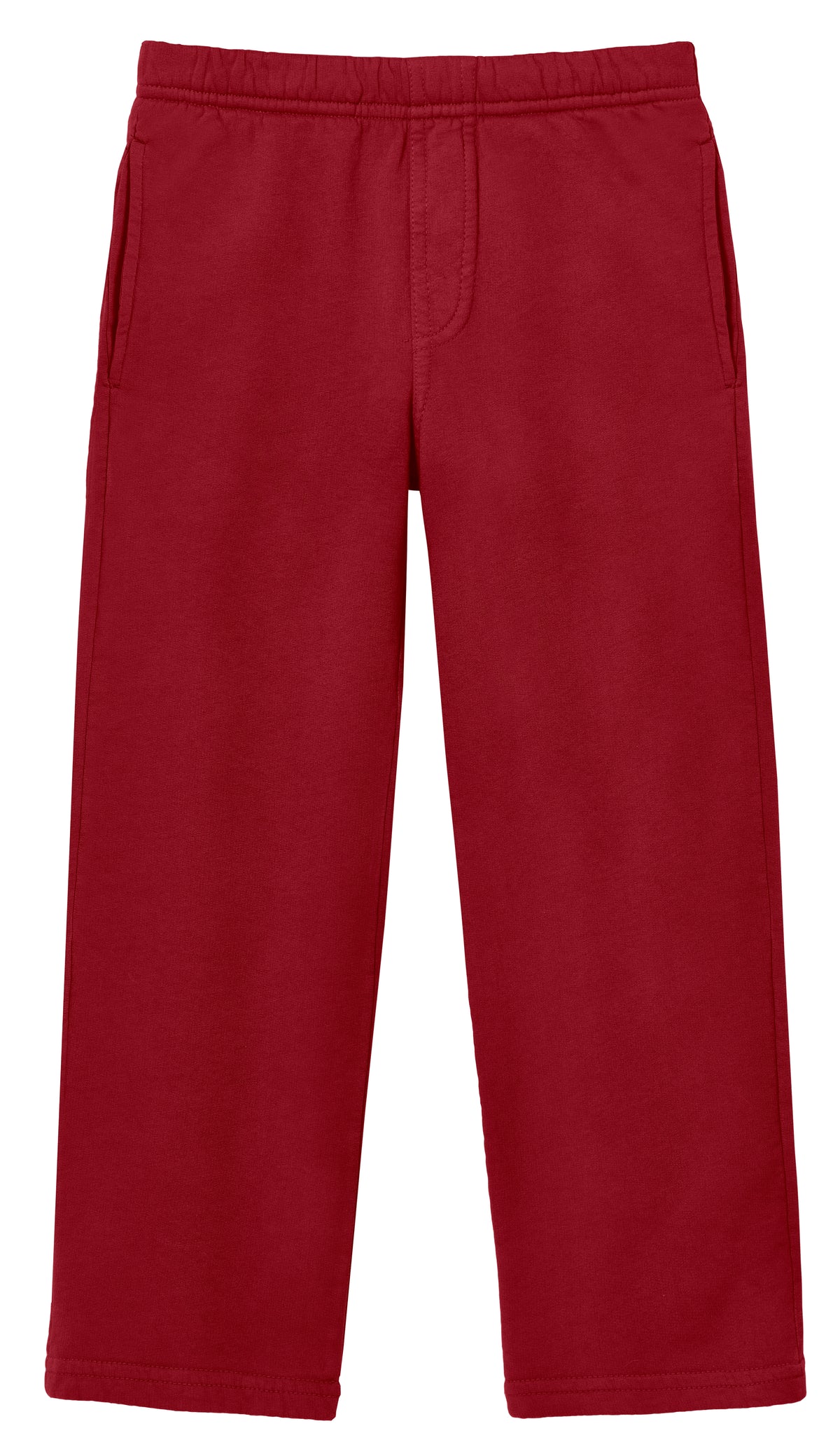Boys Lightweight Soft Cotton  Fleece Straight Leg Pocket Pant | Red