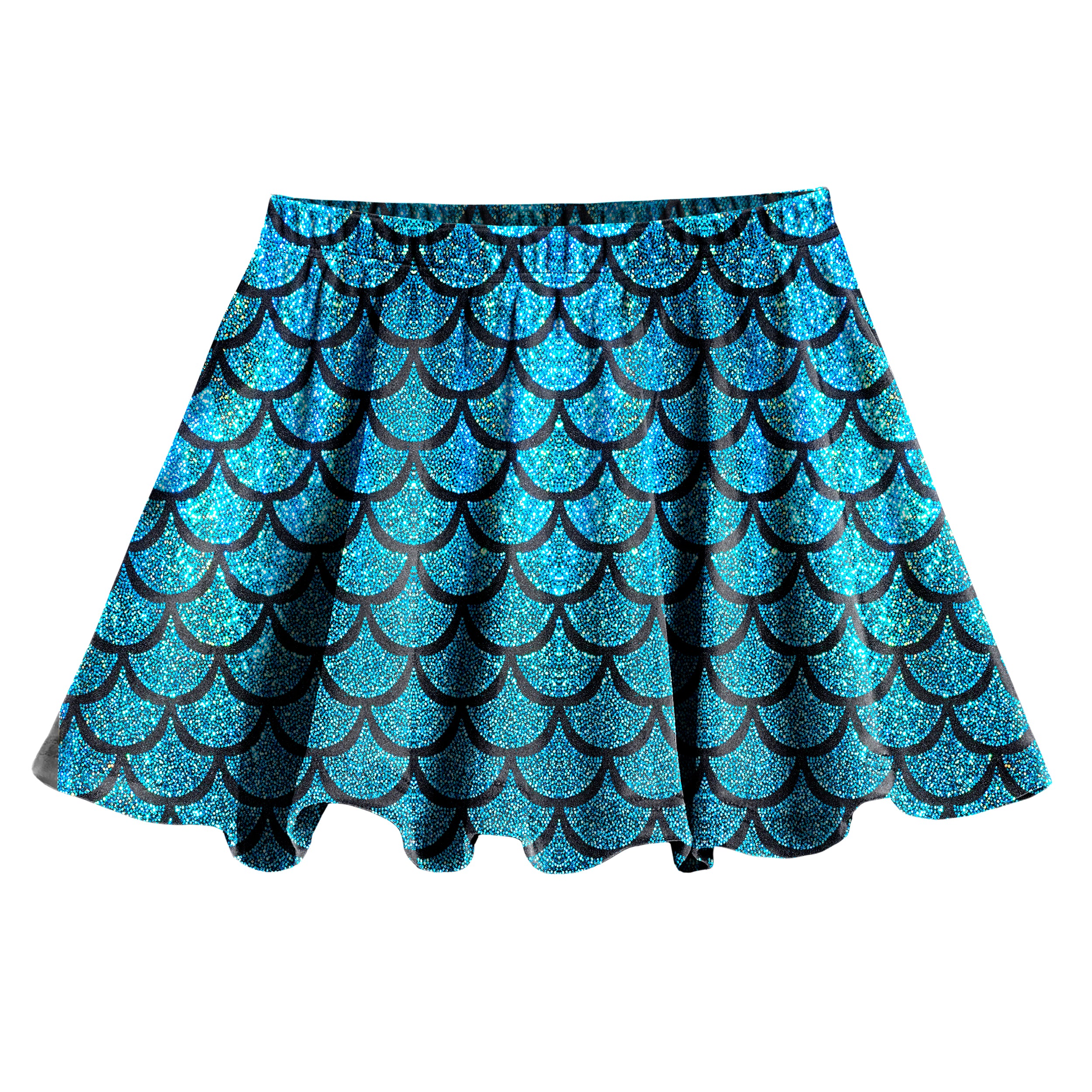 Girls Novelty Circle Skirt  Turquoise Mermaid Sparkle - City Threads USA