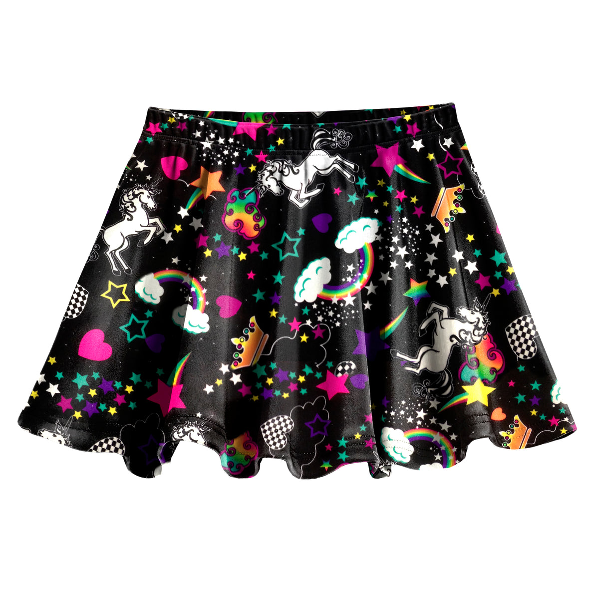 Girls Novelty Circle Skirt | Black Unicorn Dream