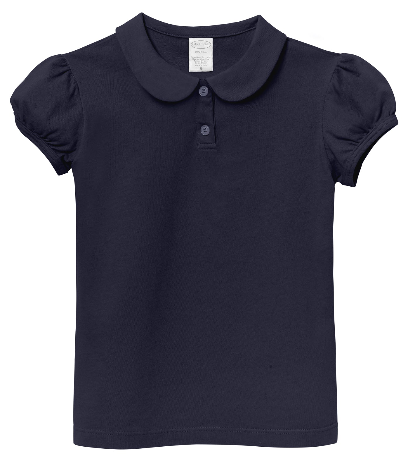 Girls Soft Cotton Jersey Peter Pan Collar Polo Puff Short