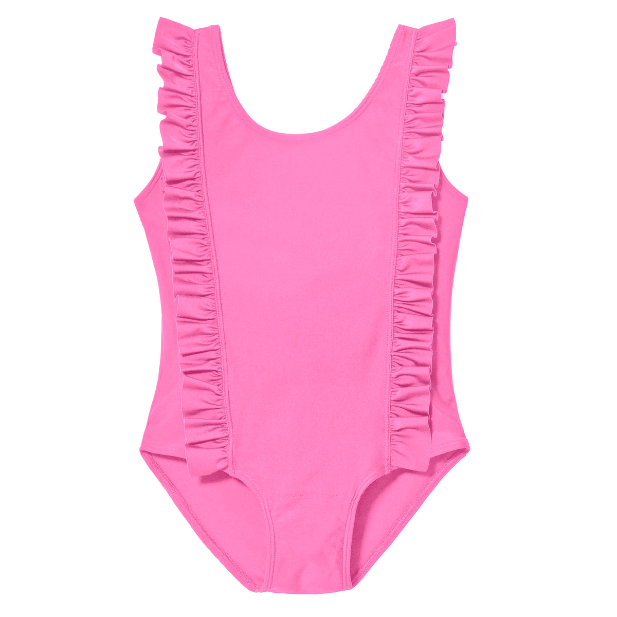 Girls UPF 50+ One-Piece Ruffle Front Swimsuit  | Medium Pink