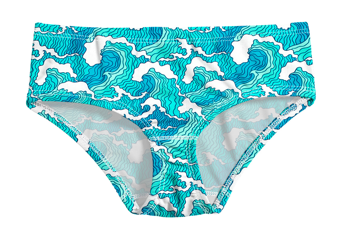 Girls UPF 50+ Printed Swim Briefs  | Turq Waves