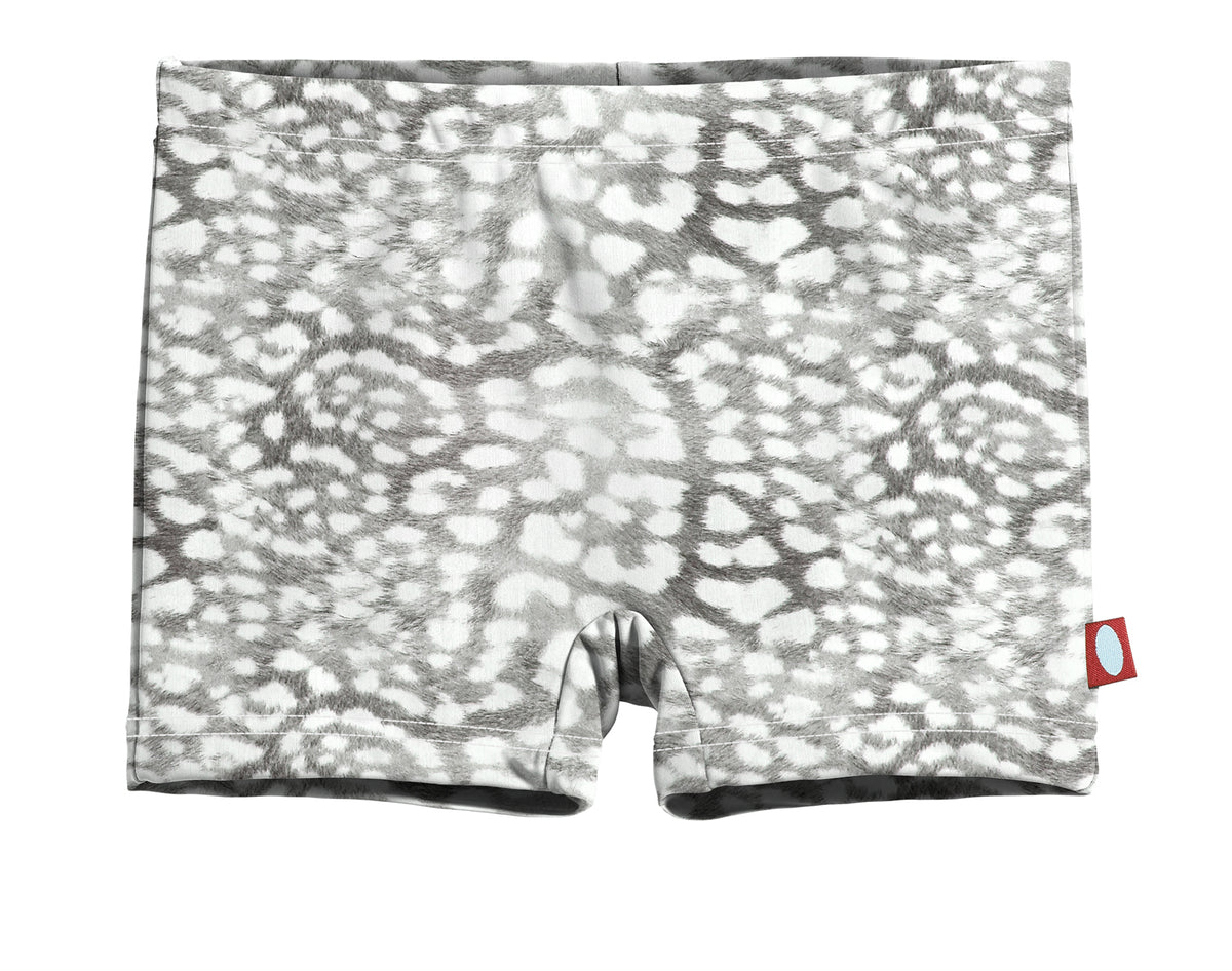 Girls UPF 50+ Printed Swim Boy Shorts  | Leopard Monochrome