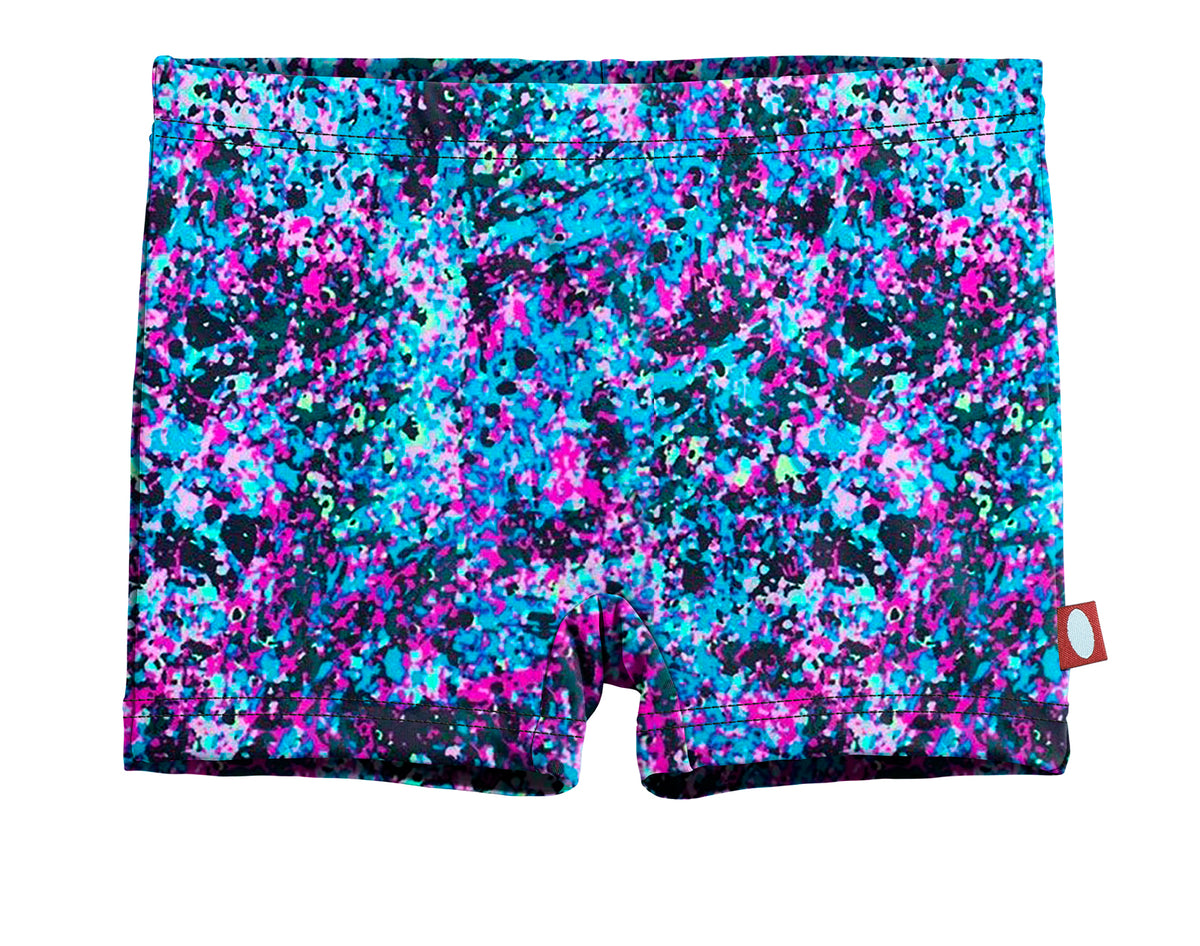 Girls UPF 50+ Printed Swim Boy Shorts  | Splatter