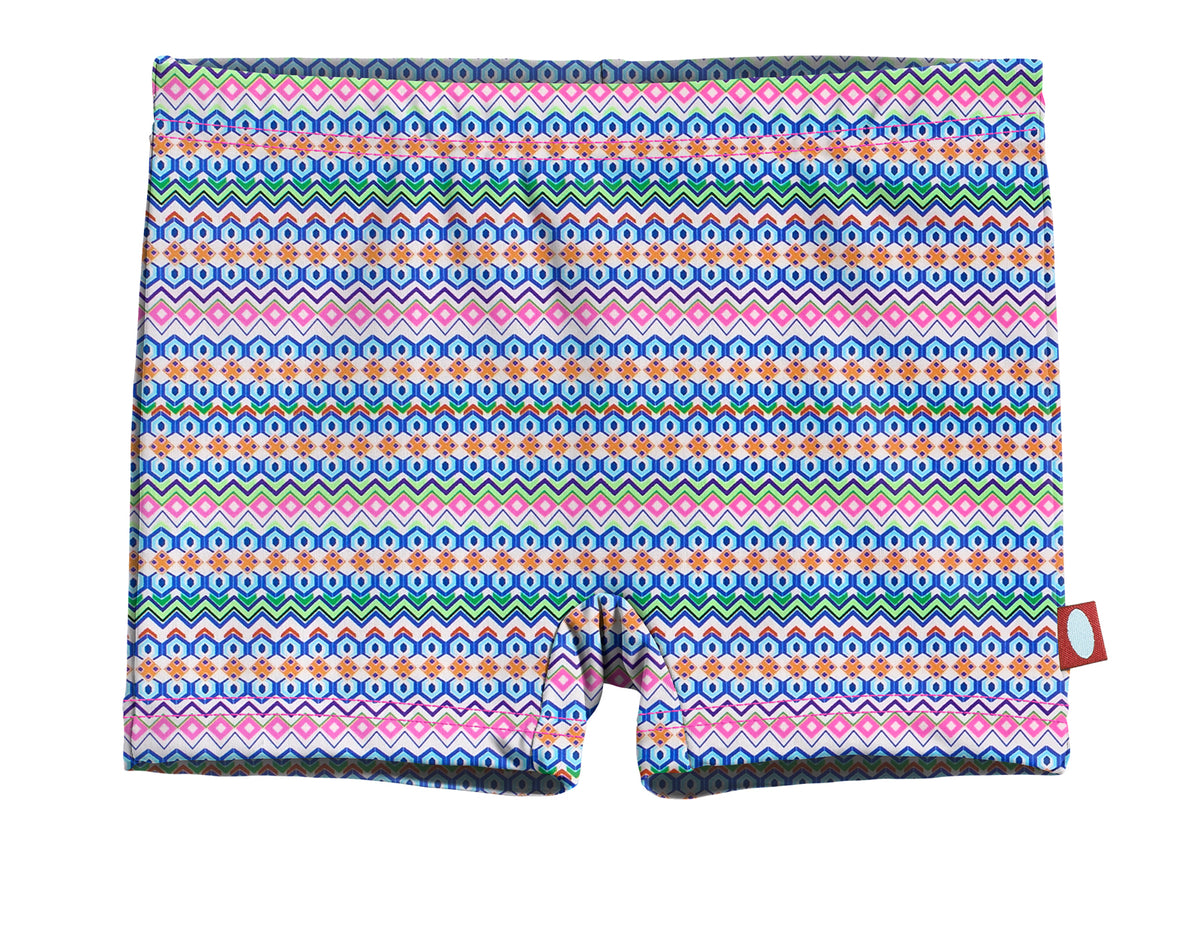 Girls UPF 50+ Printed Swim Boy Shorts  | Fiesta Print