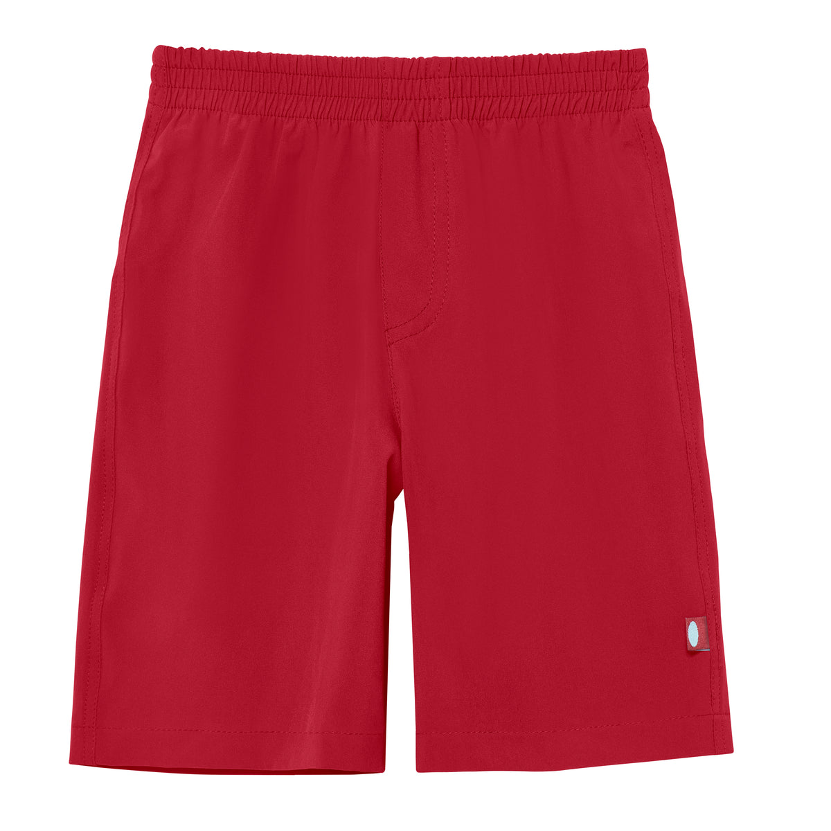 Boys UPF 50+ Soft Stretch Below the Knee Swim Board Shorts | Red