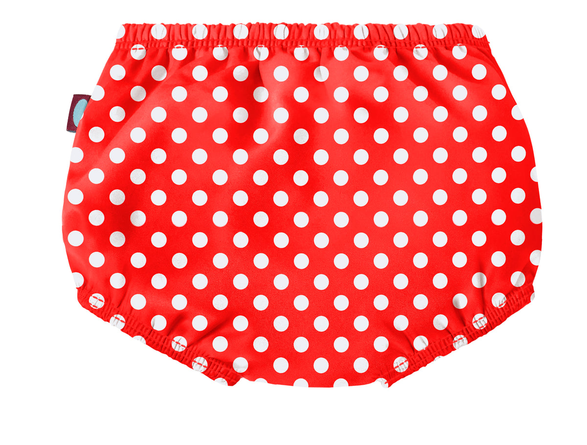 Boys and Girls Recycled Polyester UPF 50+ Swim Diaper Cover | Pokadots Red