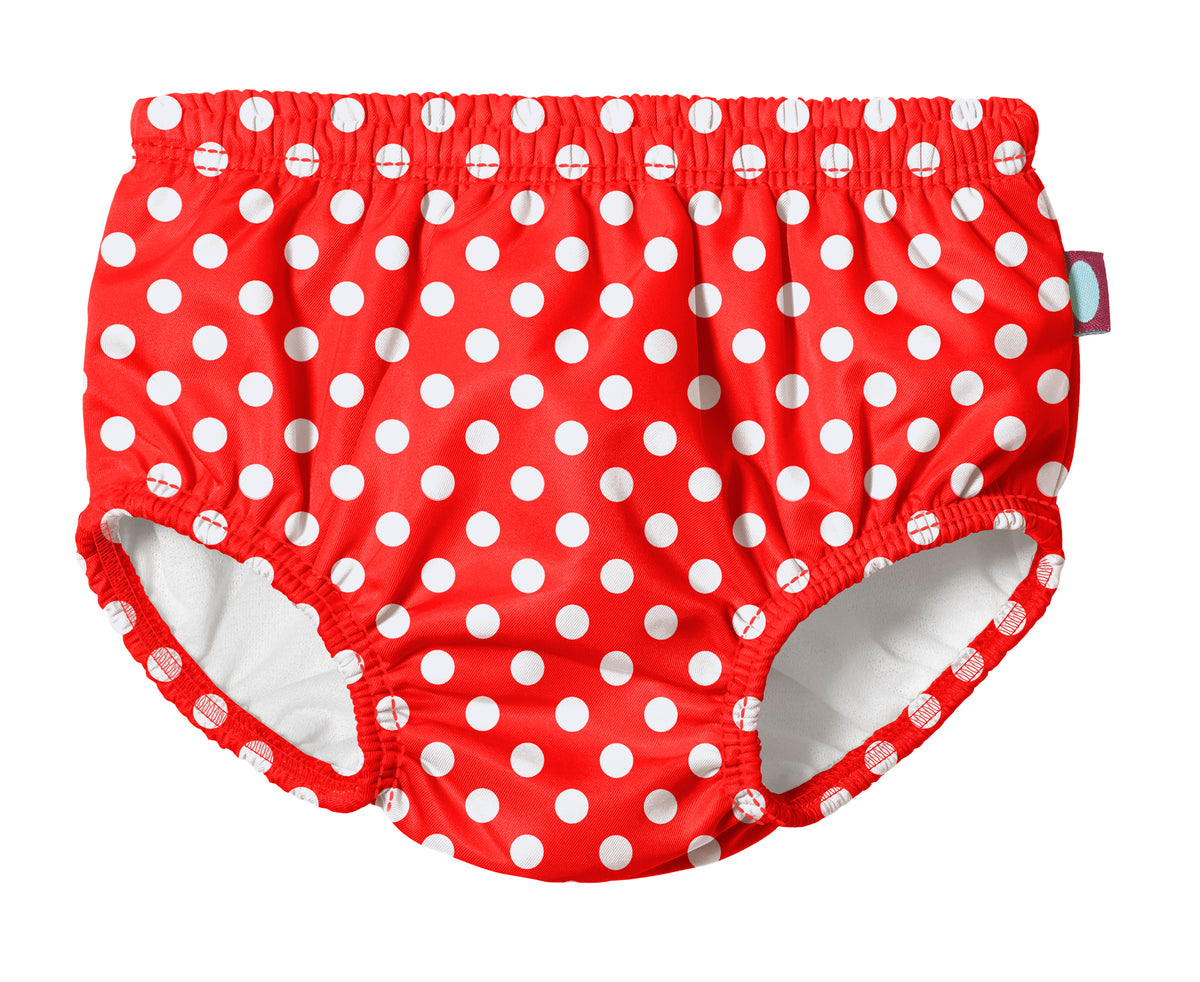 Boys and Girls Recycled Polyester UPF 50+ Swim Diaper Cover | Pokadots Red