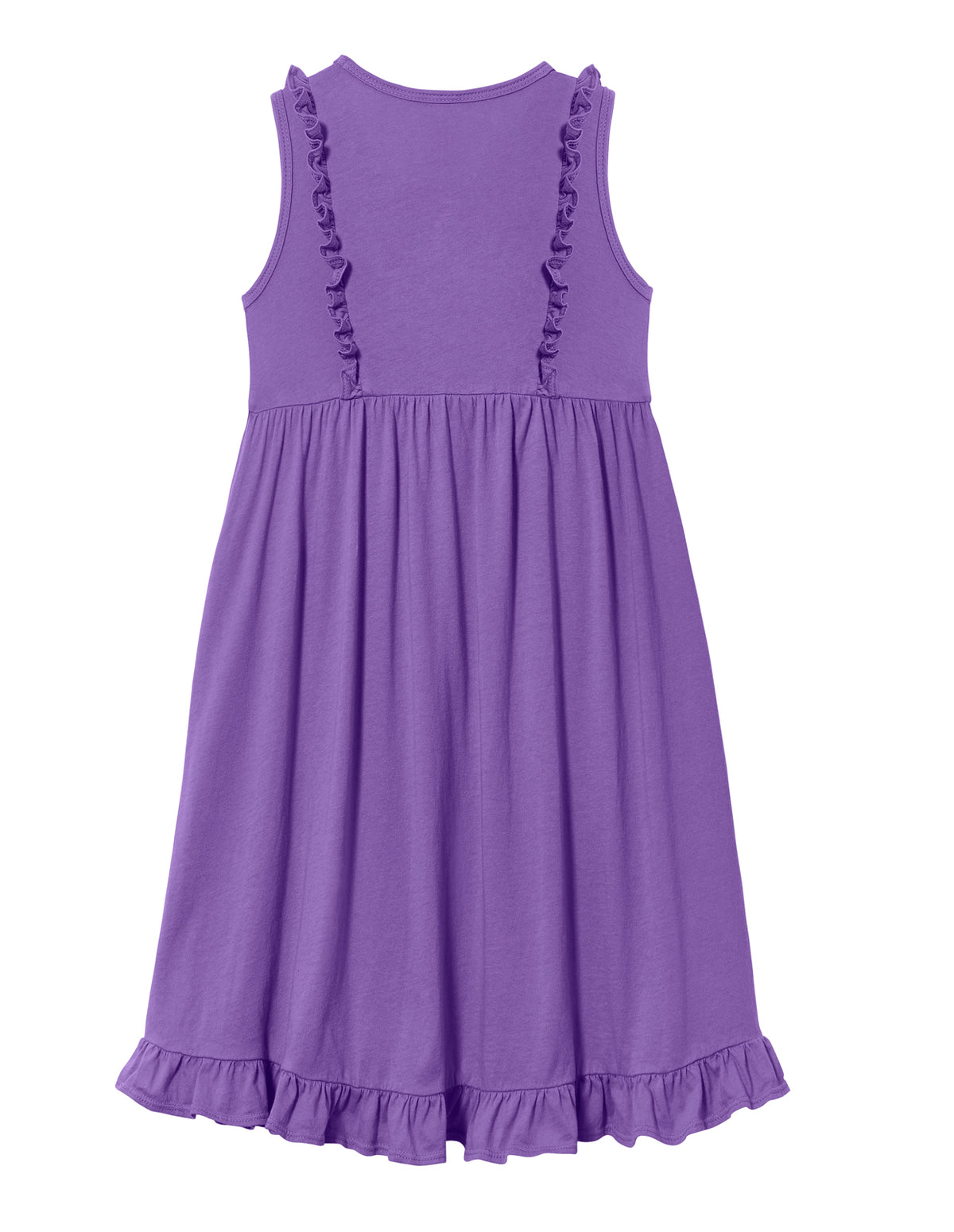Girls Soft Cotton Jersey Flutter Tank Dress | Deep Purple
