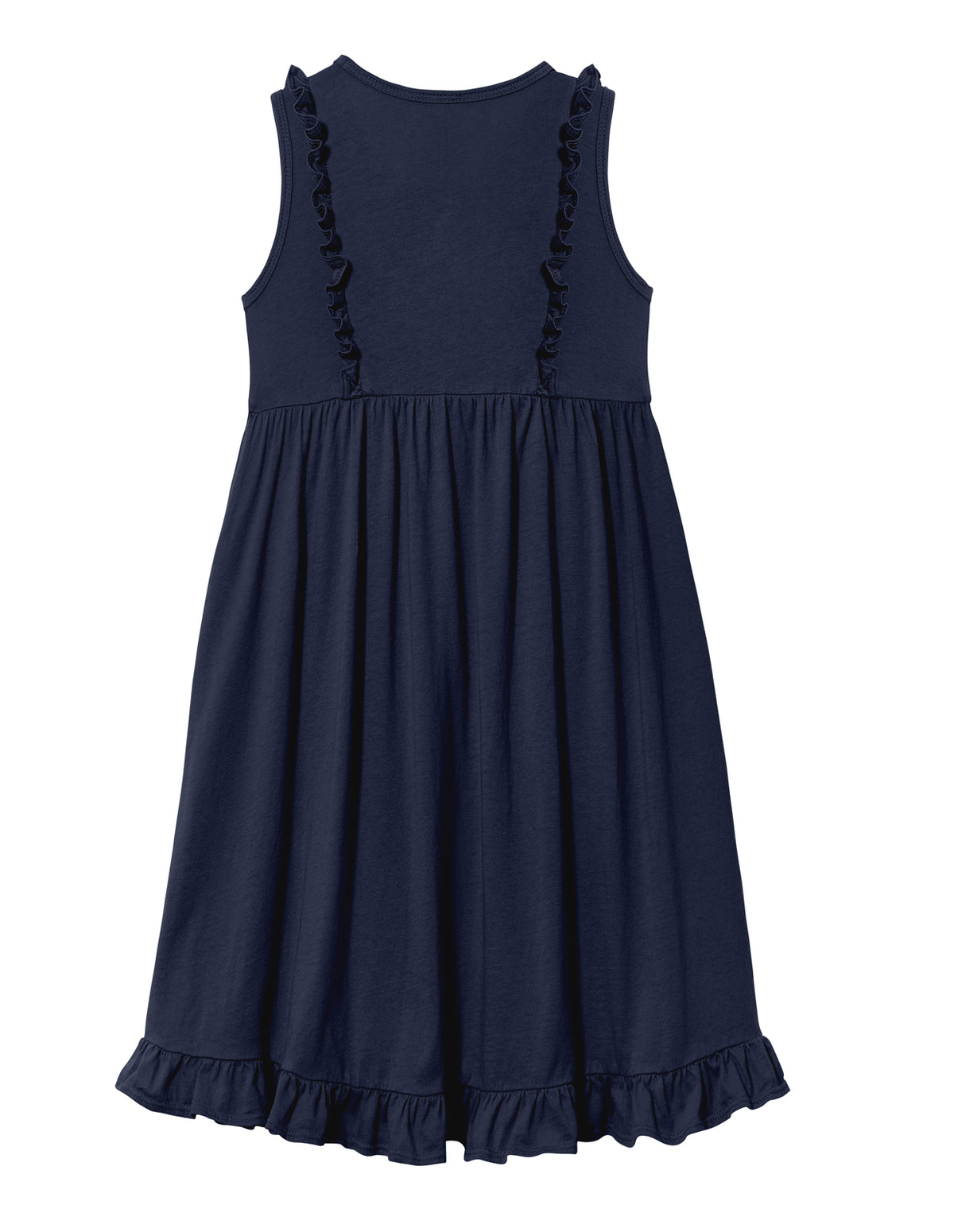 Girls Soft Cotton Jersey Flutter Tank Dress | Navy