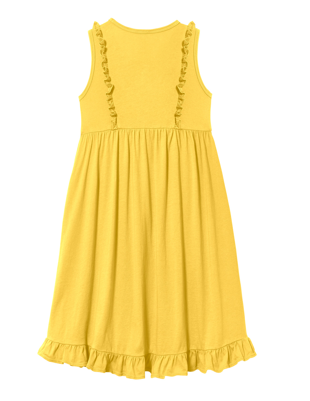 Girls Soft Cotton Jersey Flutter Tank Dress | Yellow