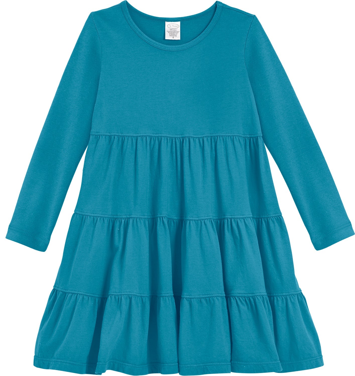 tiered jersey dresses Girls Soft 100% Cotton Long Sleeve Dress | Teal batman Litehouse Blue Cheese Dressing Size:Fingertip 36” a subtle sweetheart neckline