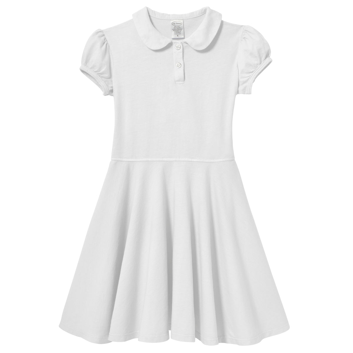 Soft Cotton Jersey S/S Peter Pan Polo Twirly Dress