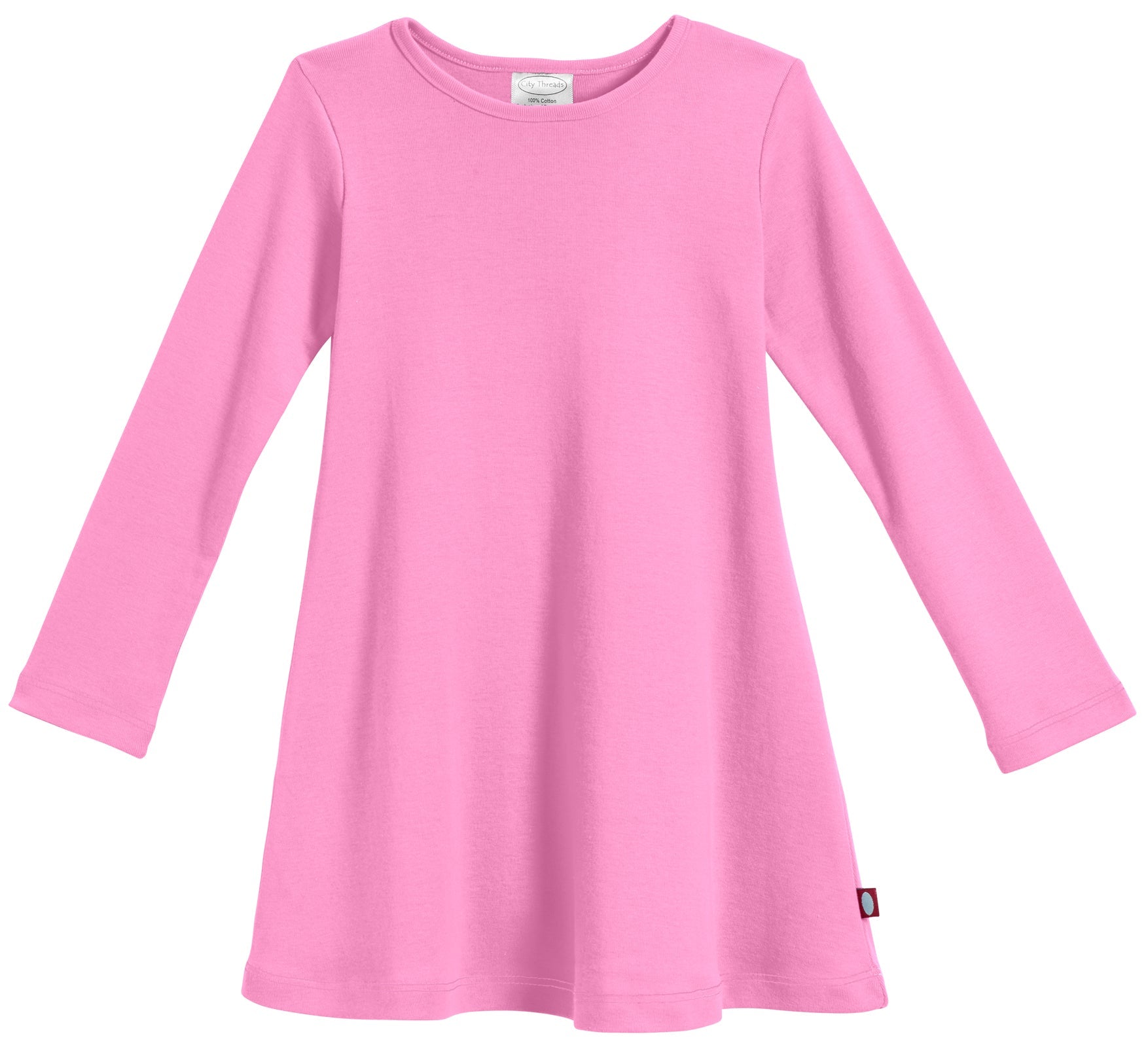 Girls Long Sleeve Baby Rib Cotton Dress - City Threads USA