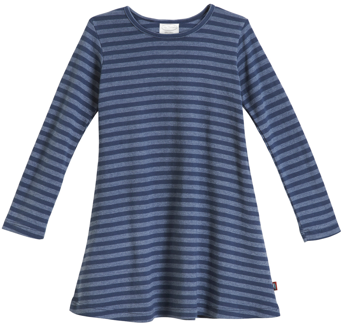 Girls Striped Long Sleeve Dress-Seconds| Damage - Midnight