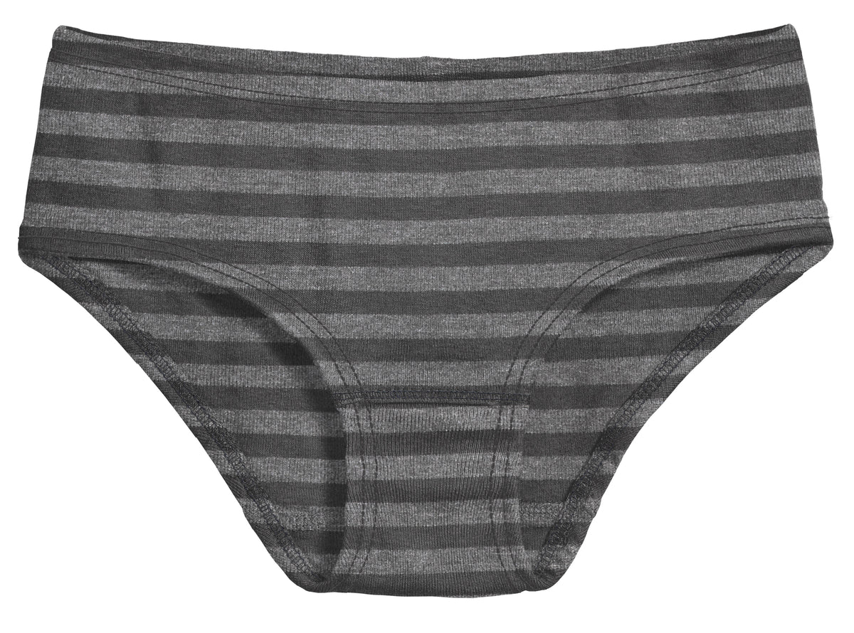 Girls Stripe Briefs | Charcoal