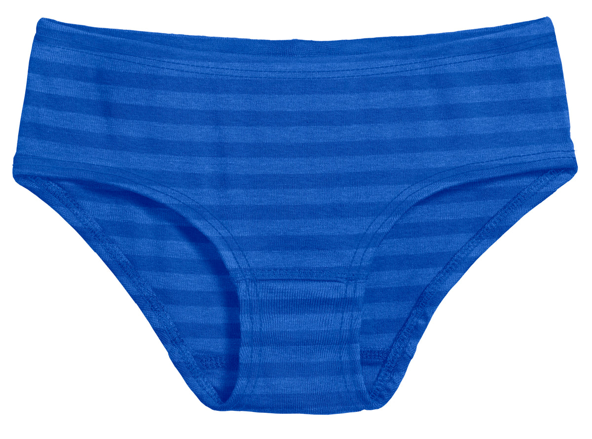 Girls Soft Stripe Brief | Crayon Blue