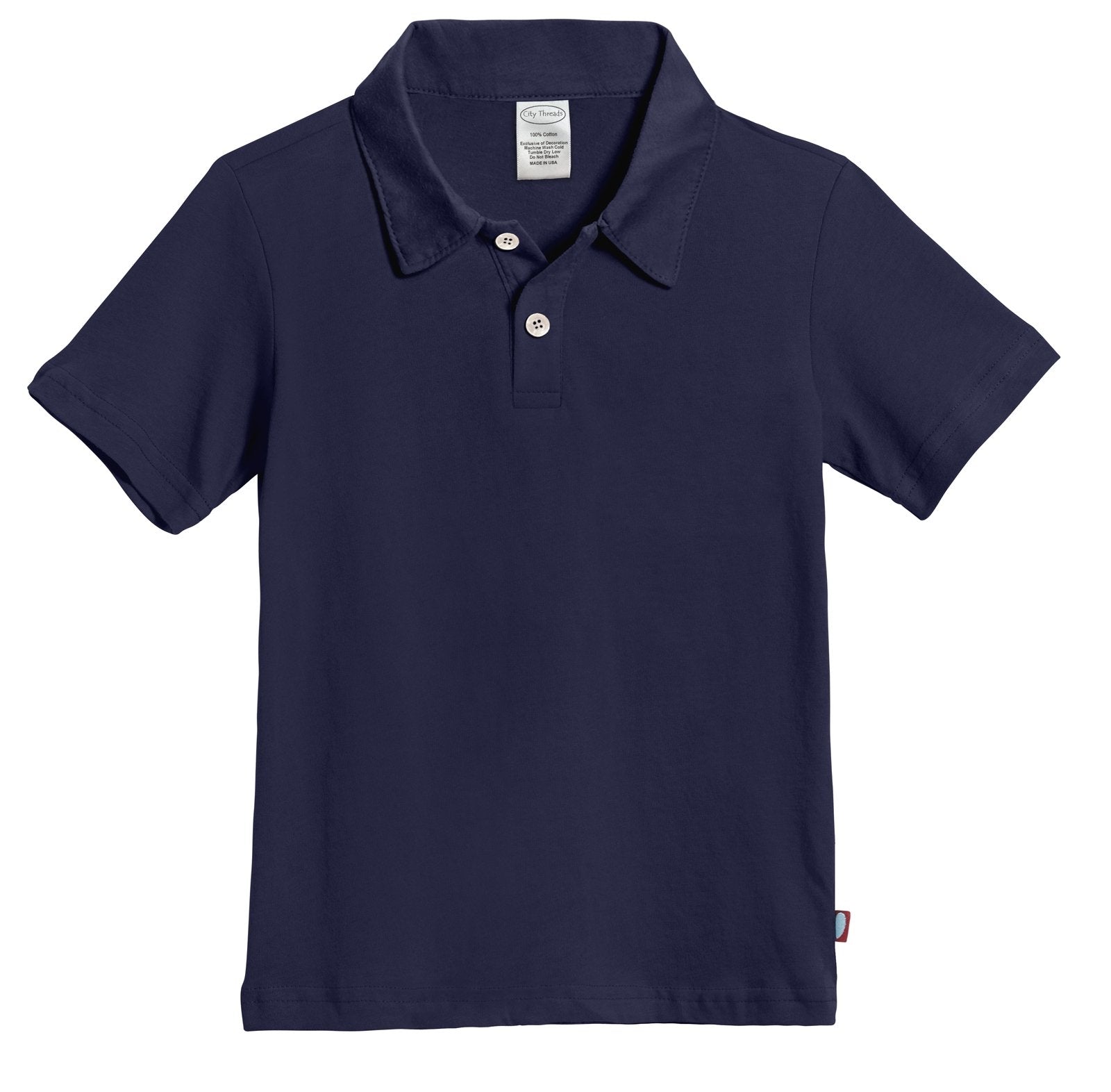 Polo Shirt White and Navy Blue Cotton Jersey