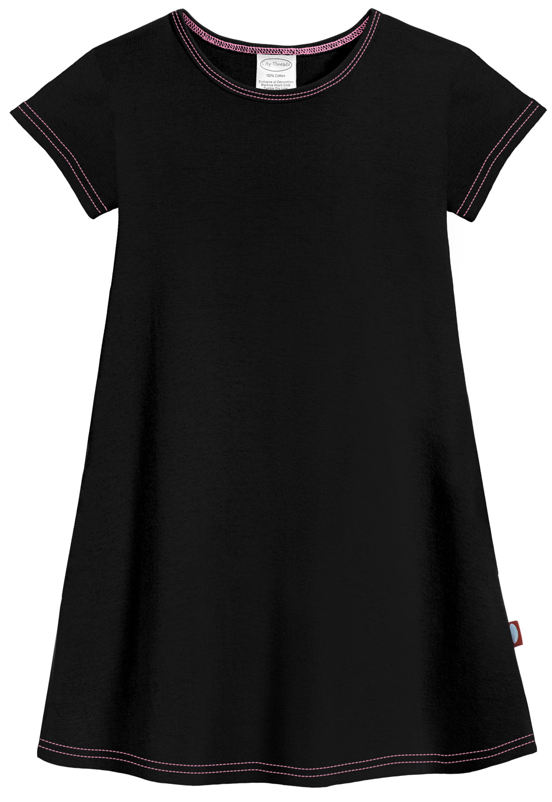 Girls Soft Cotton Jersey Cap Sleeve Dress | Black - City Threads USA Girls Soft Cotton Jersey Cap Sleeve Dress | Black - City Threads USA