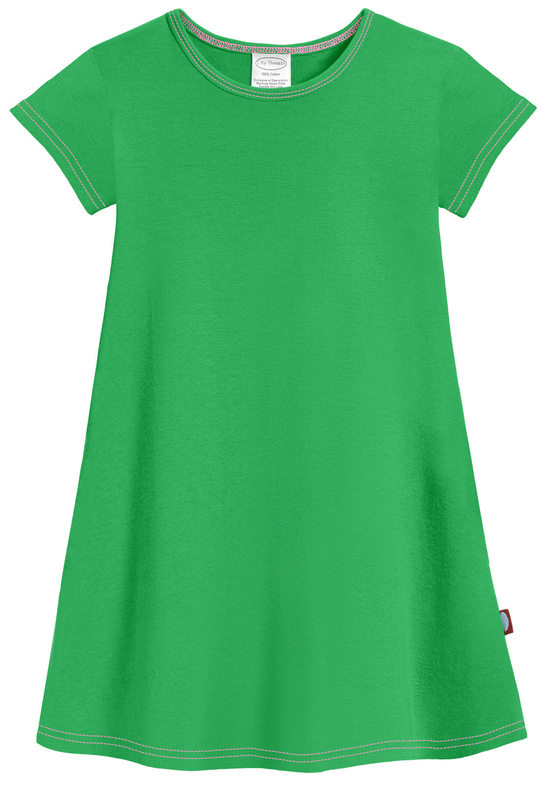 Girls Cotton Jersey Short Sleeve Dress | Elf Green - Super Comfy Kids Clothing, 100% Cotton, Sensory Friendly, USA Made - City Threads Girls Cotton Jersey Short Sleeve Dress | Elf Green - Super Comfy Kids Clothing, 100% Cotton, Sensory Friendly, USA Made - City Threads