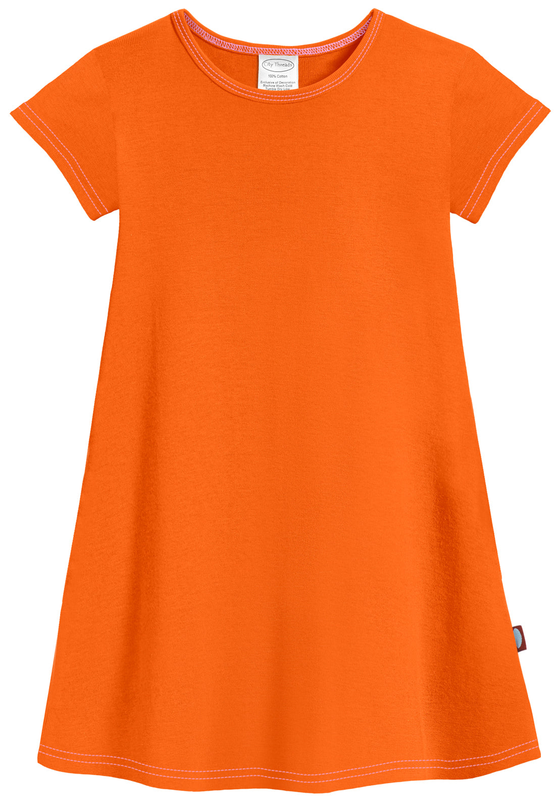 Girls Cotton Jersey Short Sleeve Dress | Orange - Super Comfy Kids Clothing, 100% Cotton, Sensory Friendly, USA Made - City Threads, Orange Girls Cotton Jersey Short Sleeve Dress | Orange - Super Comfy Kids Clothing, 100% Cotton, Sensory Friendly, USA Made - City Threads, Orange