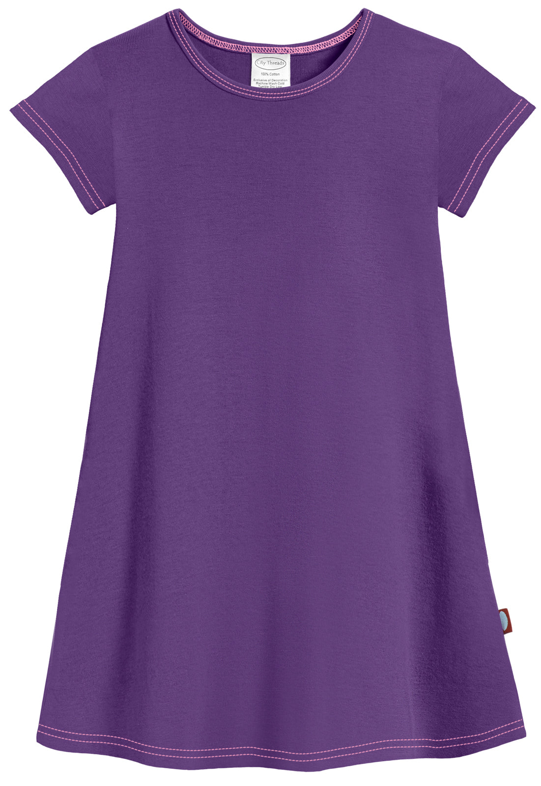 Girls Soft Cotton Jersey Cap Sleeve Dress | Purple - City Threads USA Girls Soft Cotton Jersey Cap Sleeve Dress | Purple - City Threads USA